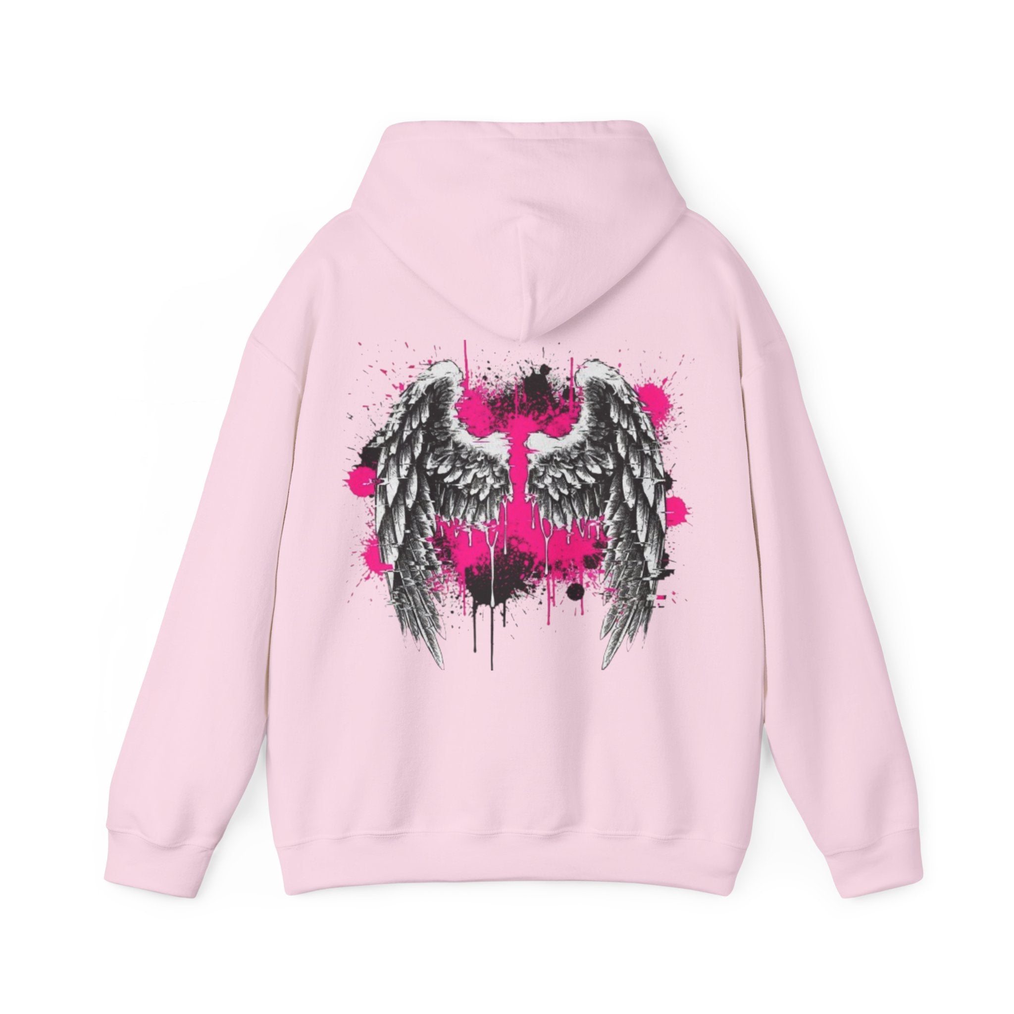Angel Wings Hoodie — Grunge Pink Spray Paint Graphic Pullover