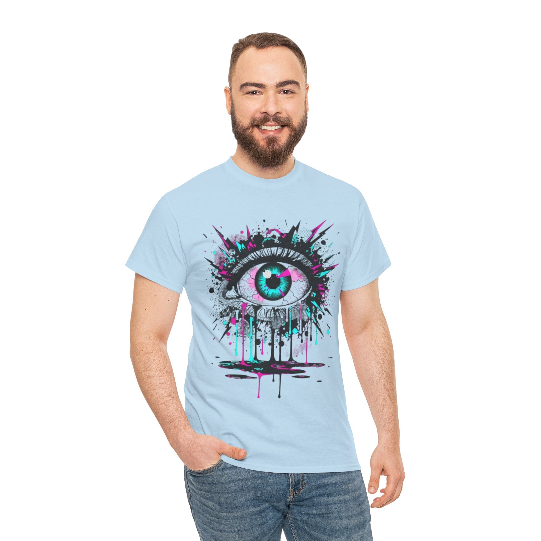 Graphic Tee — Neon Dripping Eye Art T-Shirt