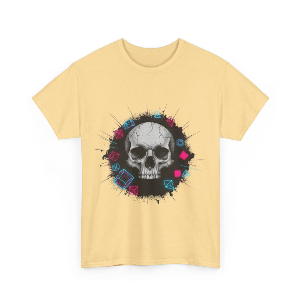 Skull Splash Graphic Tee — Neon Roses & Dice Skull T-Shirt
