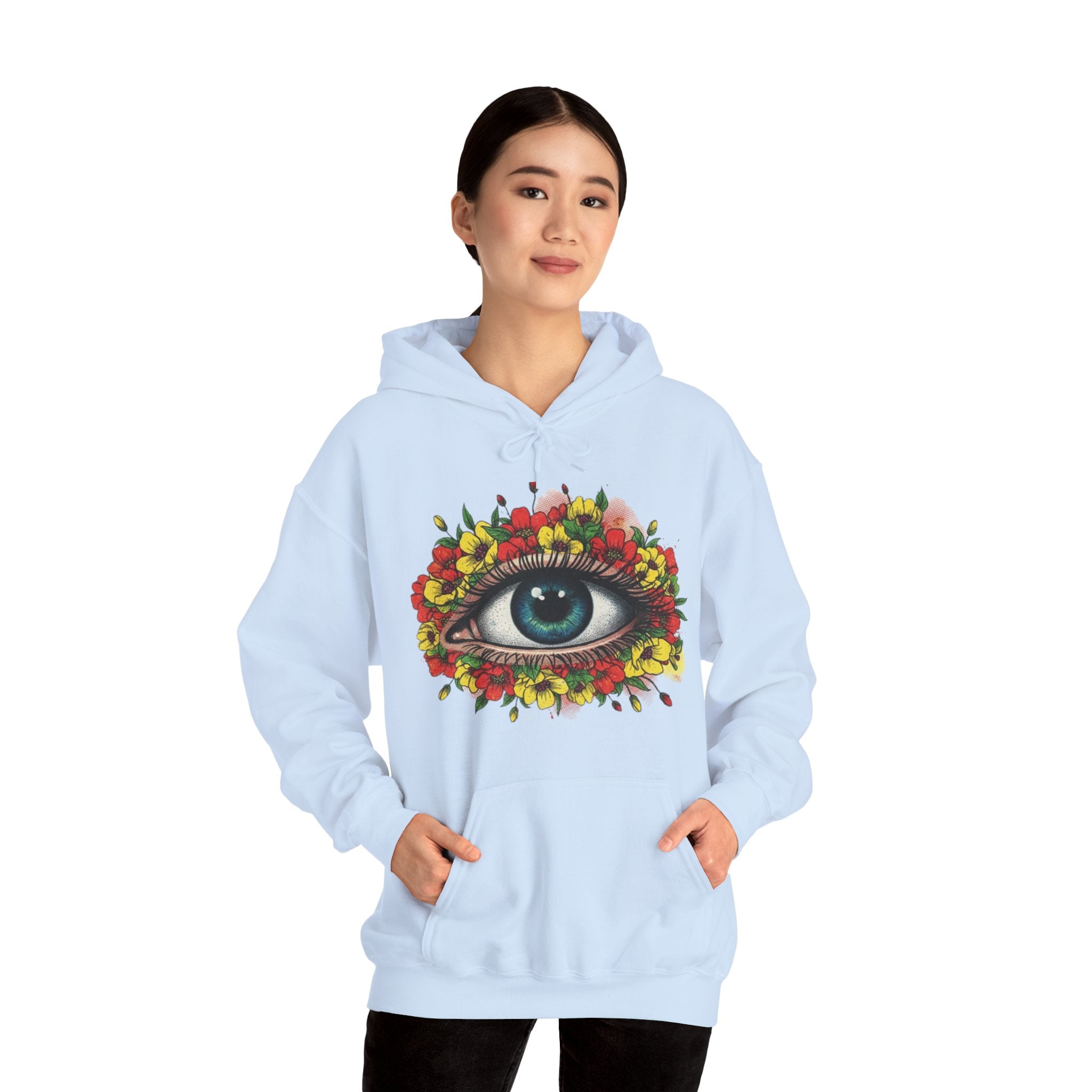 Floral Eye Hoodie — Surreal Botanical Graphic Sweatshirt