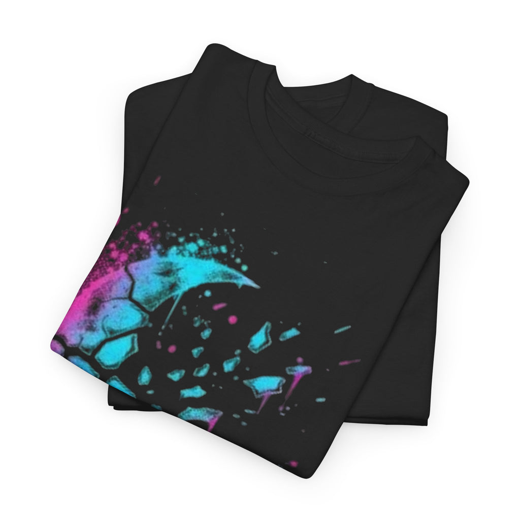 Paint-Splash Crescent Moon T-Shirt — Neon Galaxy Art Tee