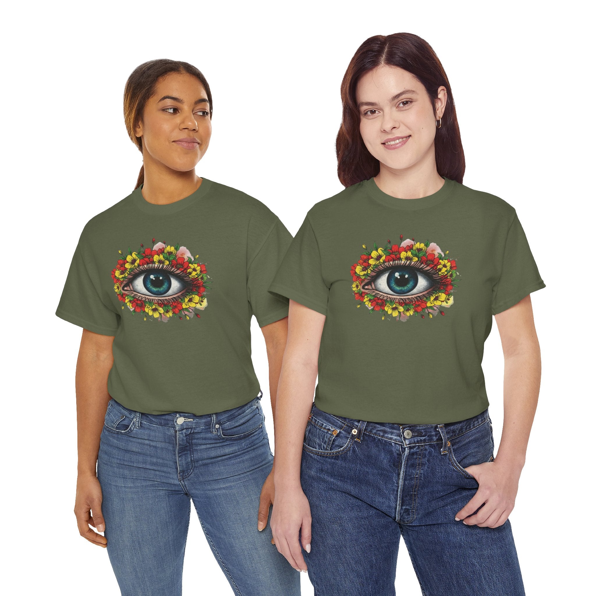 Mystic Floral Eye T-Shirt — Botanical All-Seeing Eye Graphic Tee
