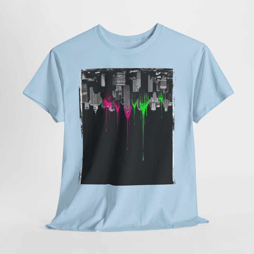 City Drip T-Shirt — Neon Skyline Paint Drip Graphic Tee