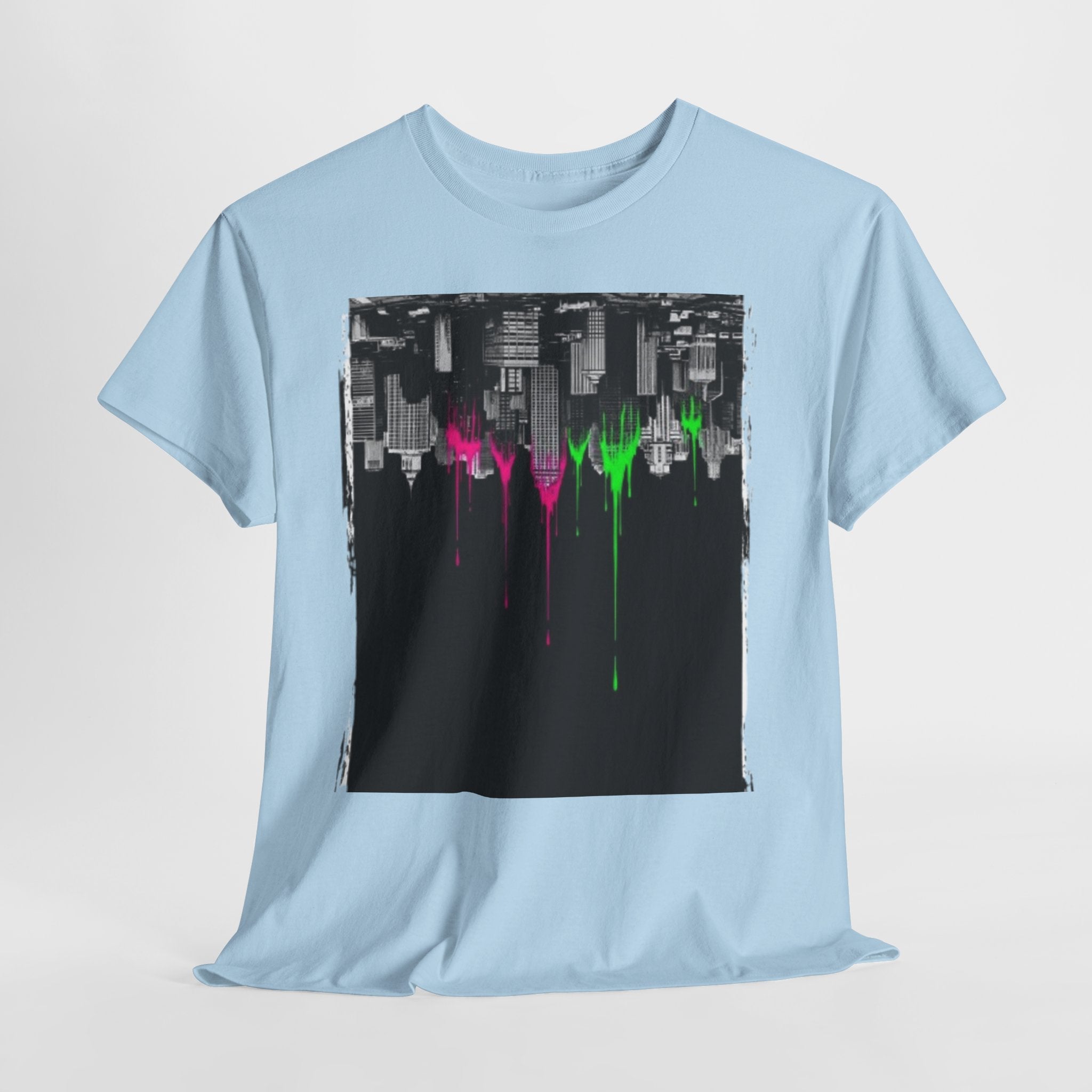 City Drip T-Shirt — Neon Skyline Paint Drip Graphic Tee