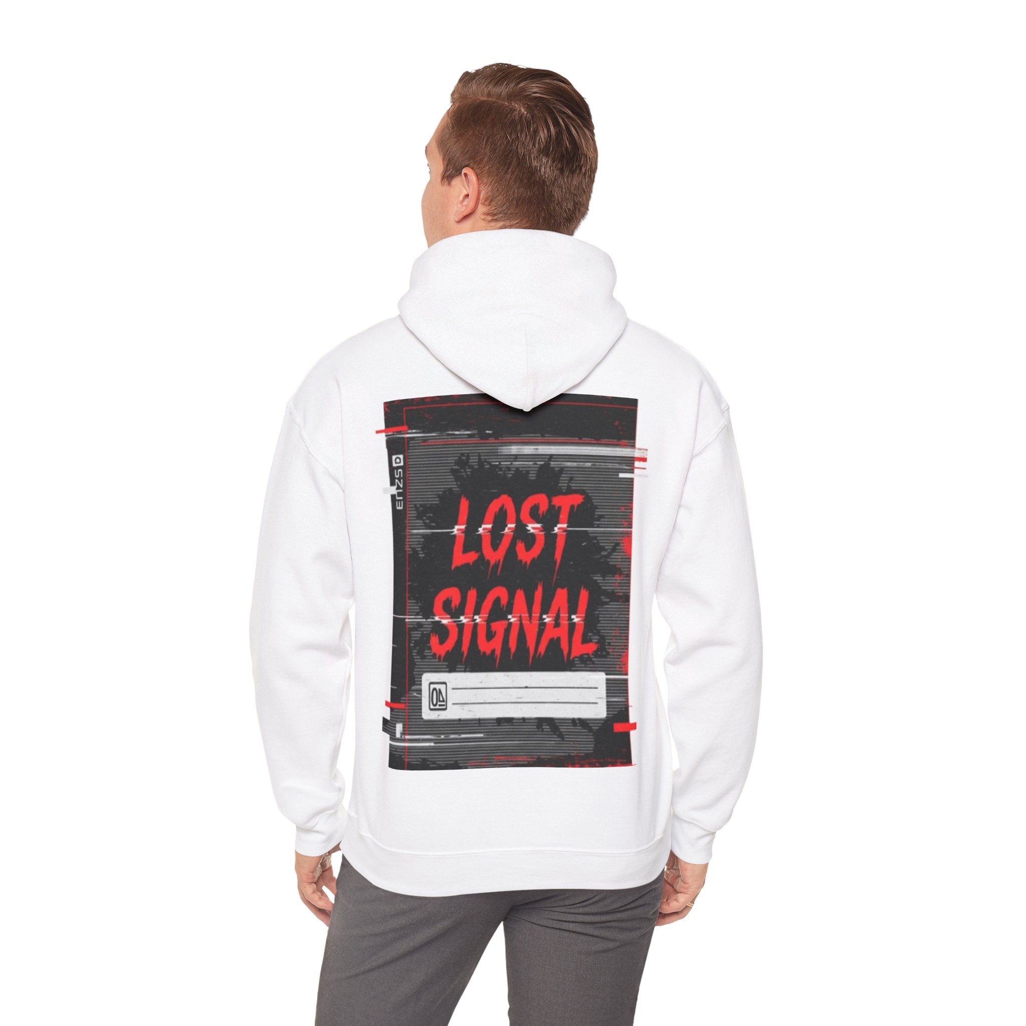 Lost Signal Hoodie - Retro Glitch Graphic Pullover