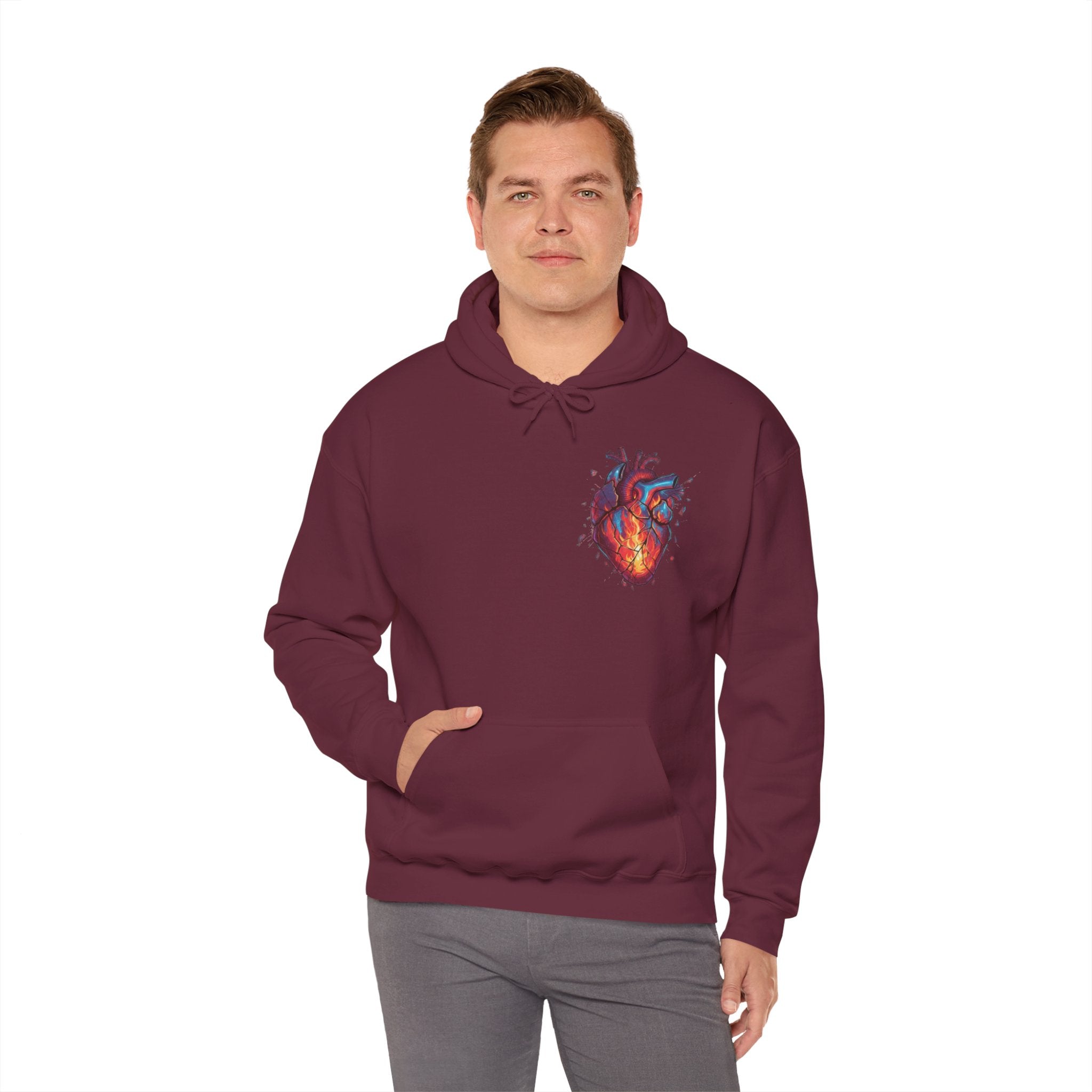 Anatomical Heart Hoodie — Colorful Watercolor Heart Graphic Pullover