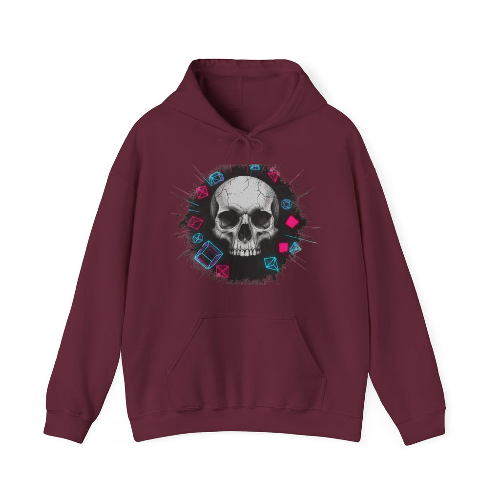 Skull Retro Vaporwave Hoodie — Neon 80s Skull Graphic Sweatshirt
