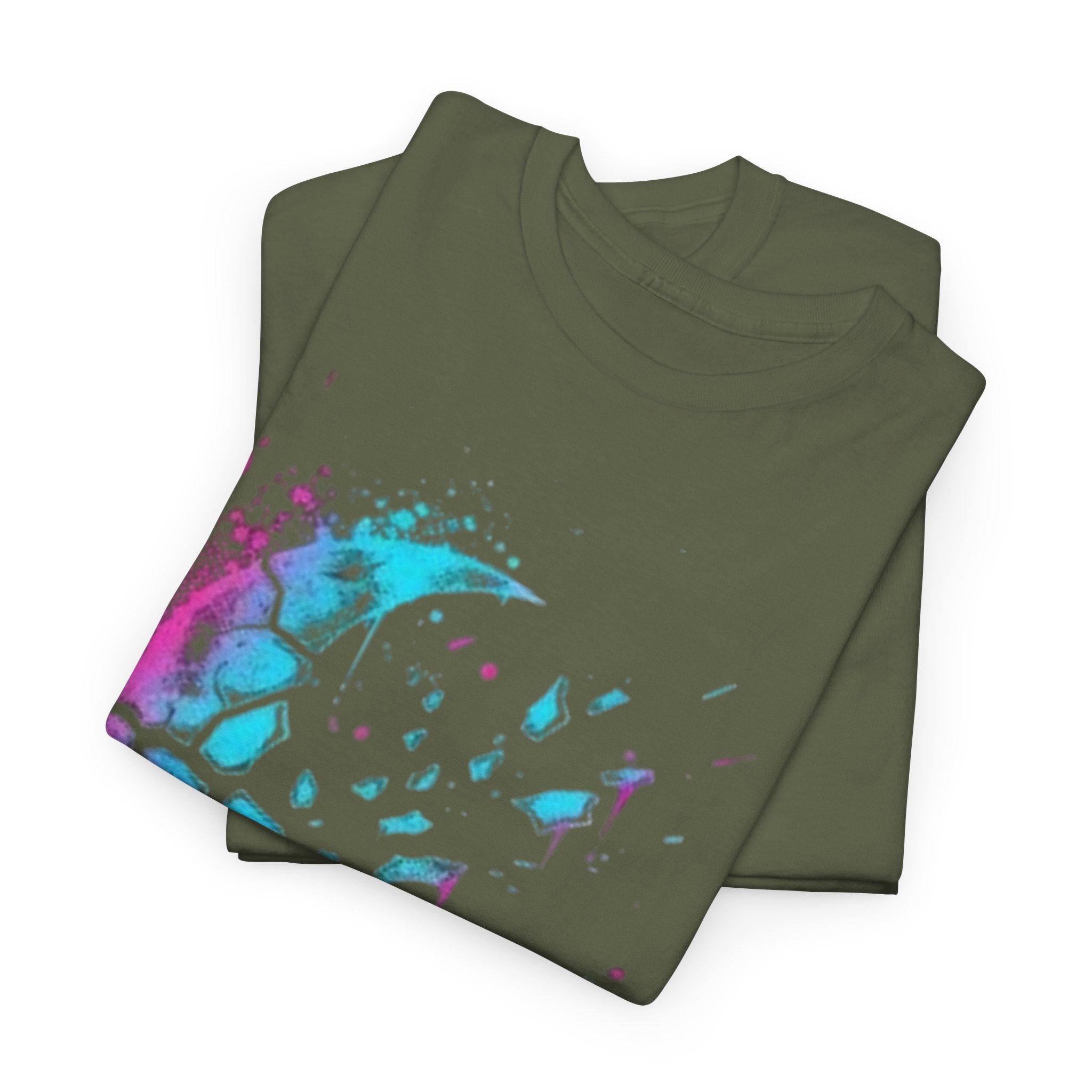 Paint-Splash Crescent Moon T-Shirt — Neon Galaxy Art Tee