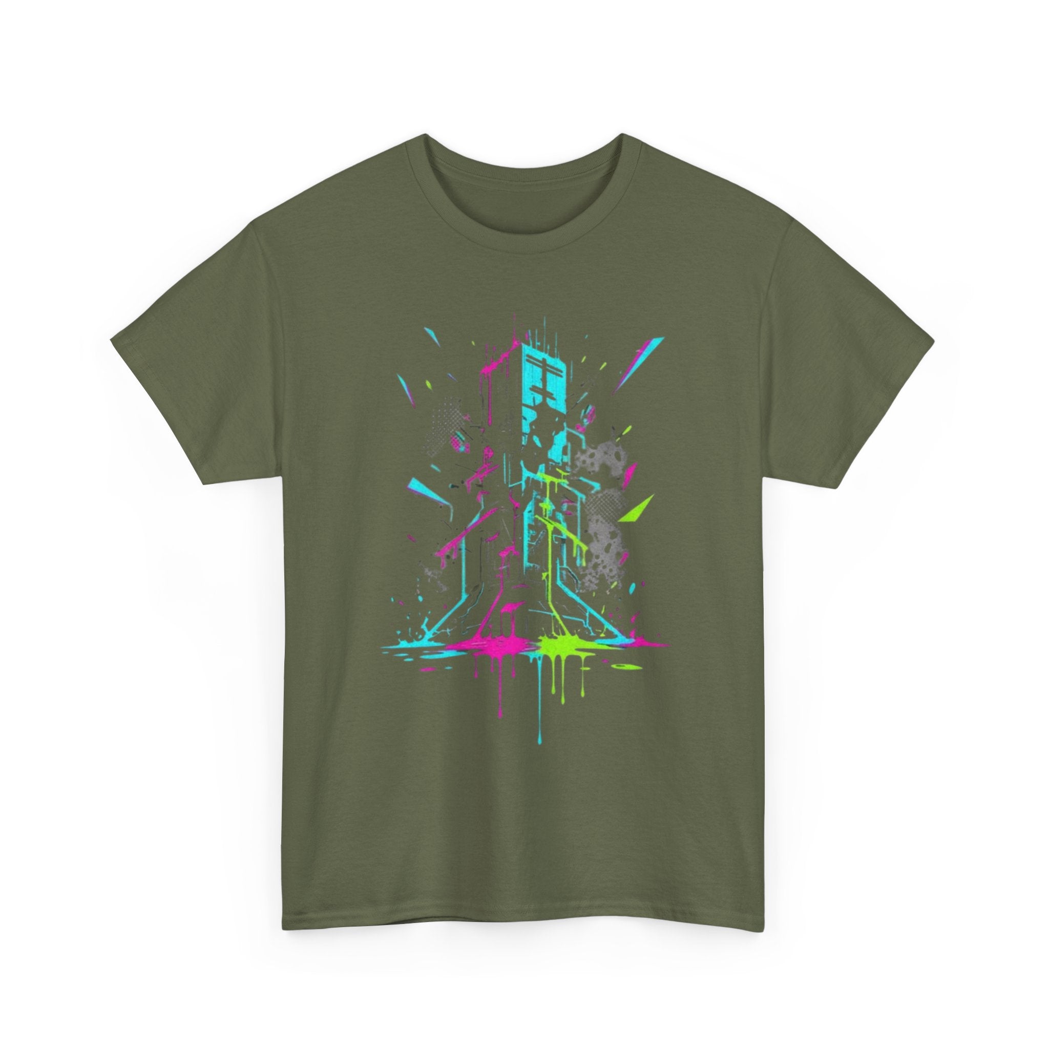 Neon Arcade Tower T-Shirt — Retro Gaming Graffiti Tee