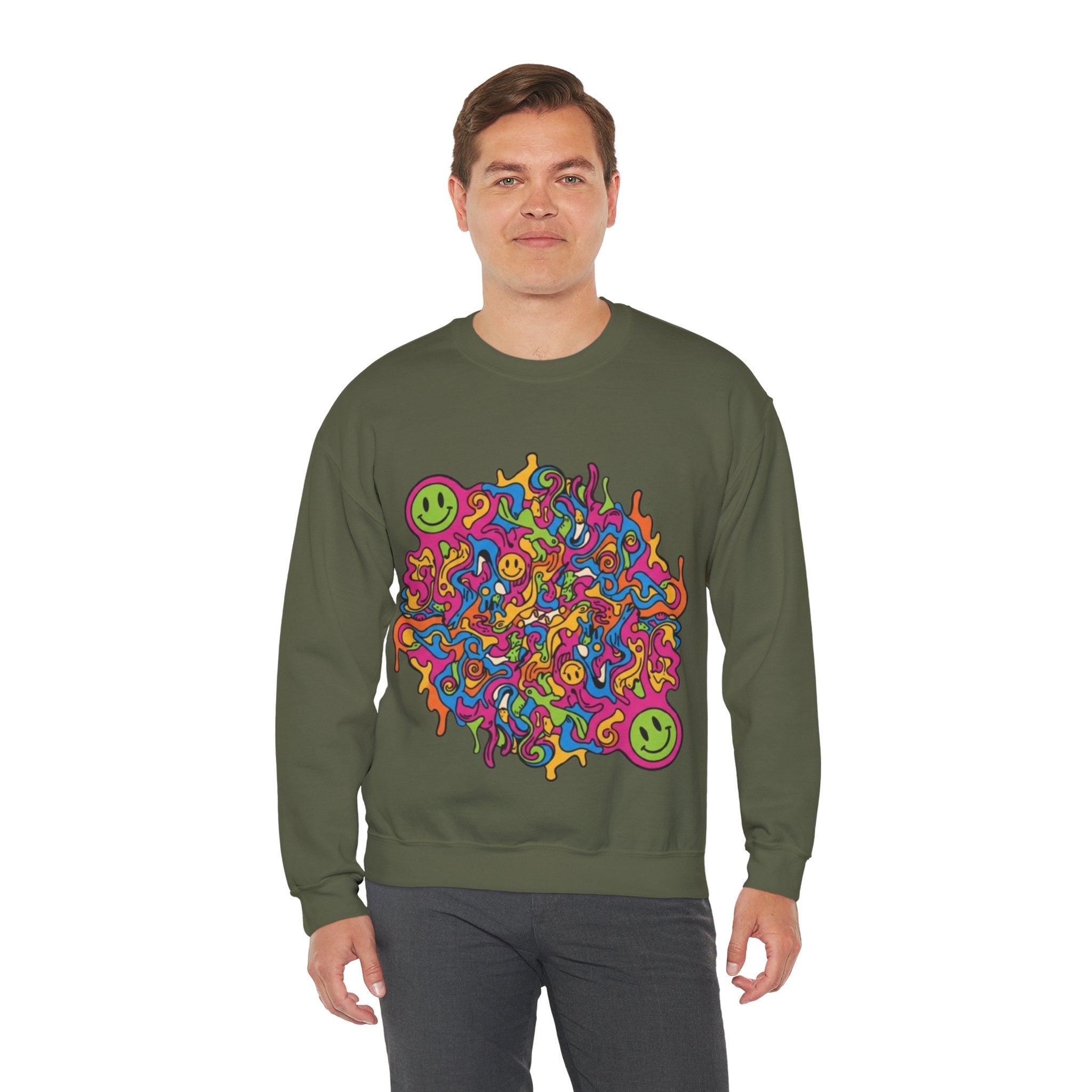 Psychedelic Smiley Swirl Crewneck Sweatshirt