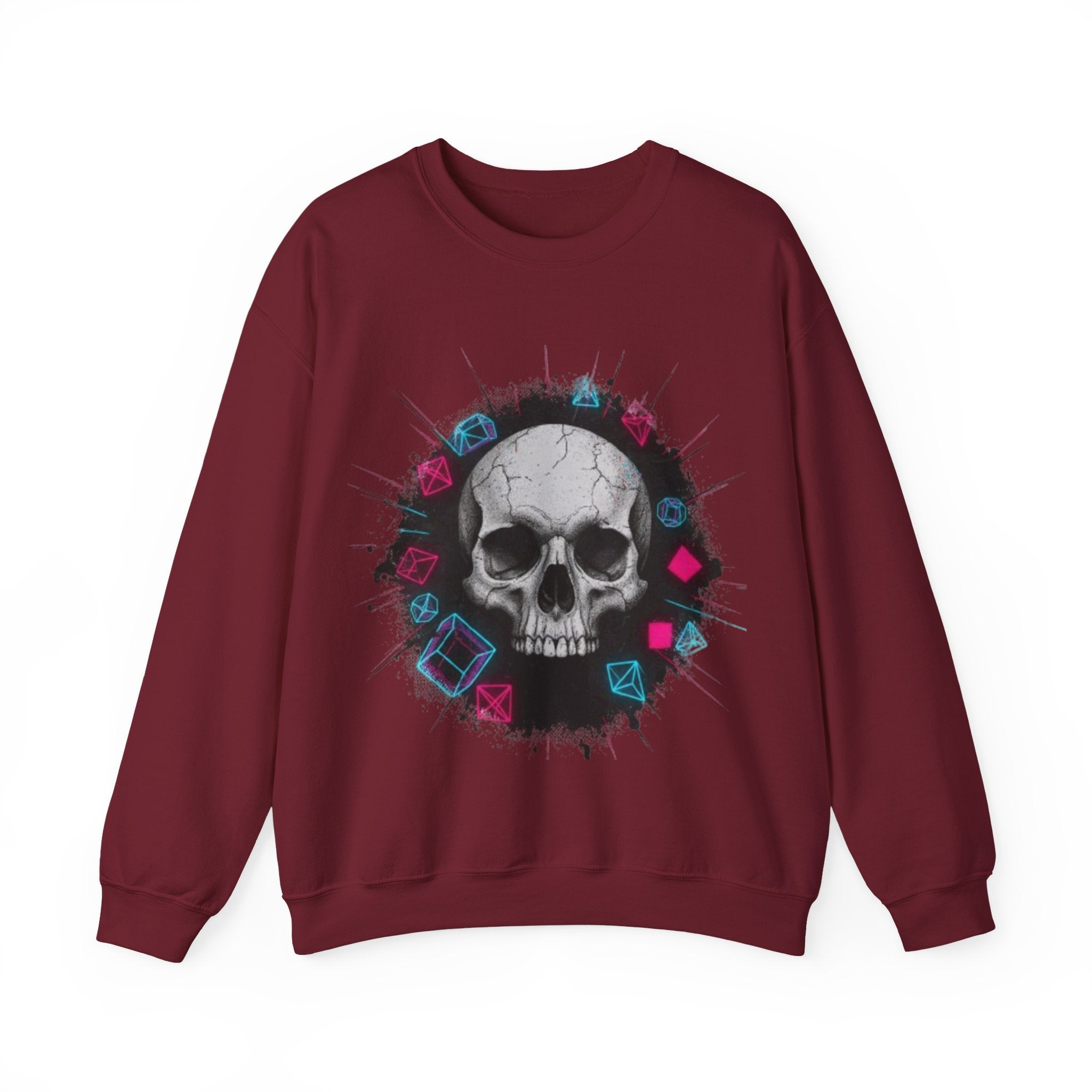 Skull Neon Geometry Crewneck Sweatshirt