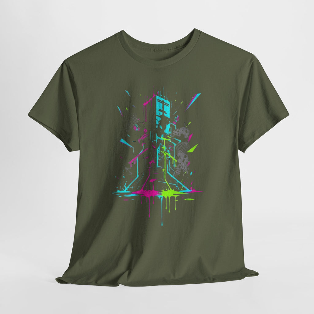 Neon Arcade Tower T-Shirt — Retro Gaming Graffiti Tee