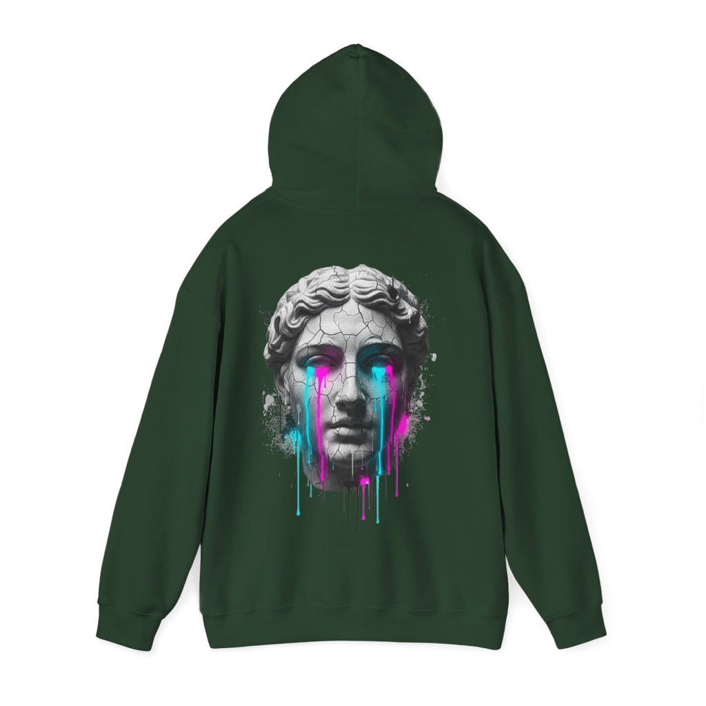 Statue Head Hoodie — Neon Drip Greek Bust Sweatshirt