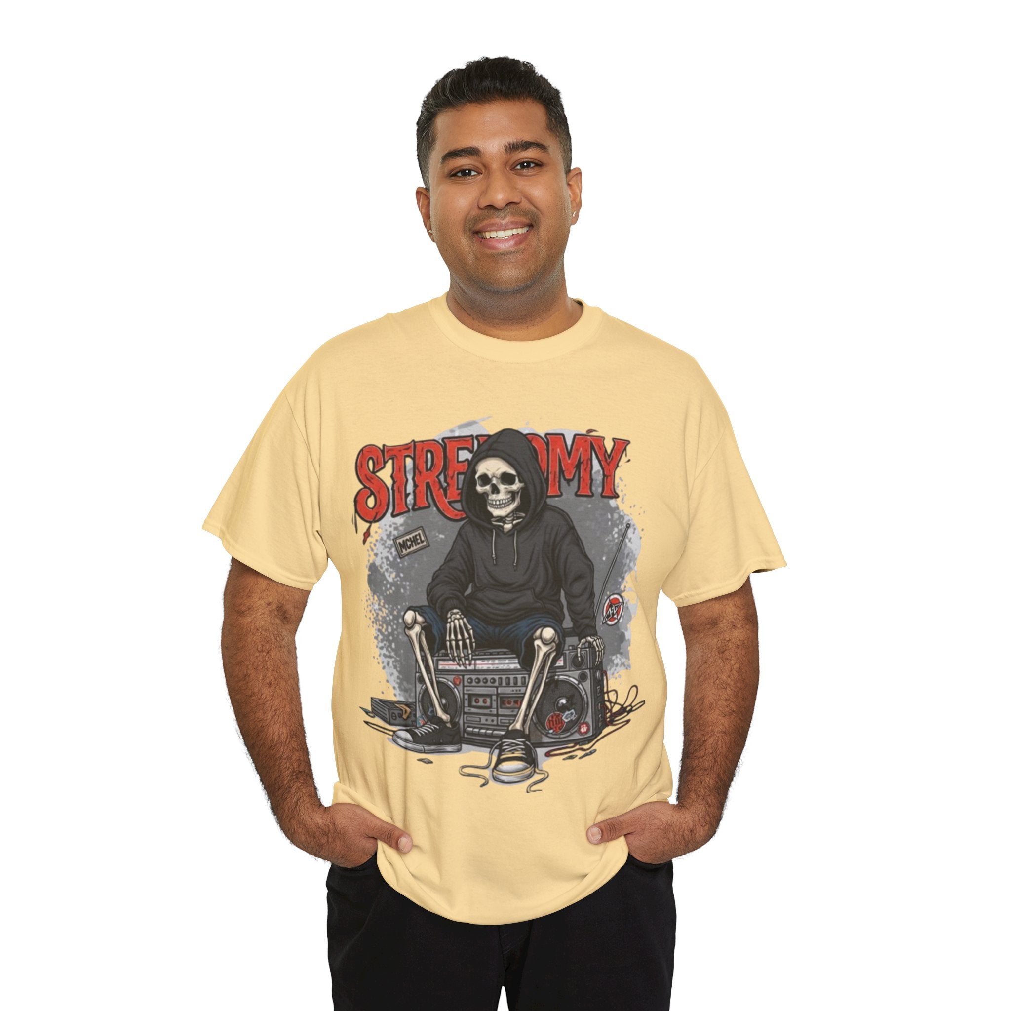 Skeleton DJ Tee — “STRF MY” Retro Grunge Music Skull T-Shirt