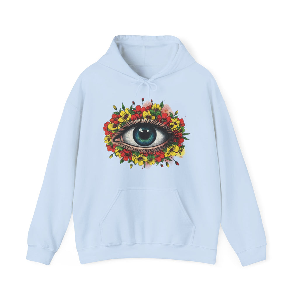 Floral Eye Hoodie — Surreal Botanical Graphic Sweatshirt