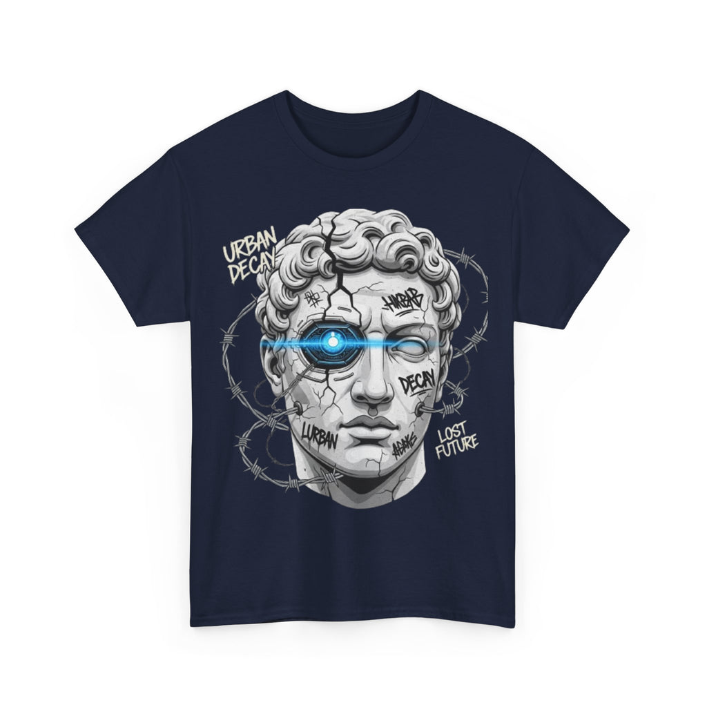Statue Head Graphic Tee — 'Urban Decay' Cyberpunk Bust T-Shirt
