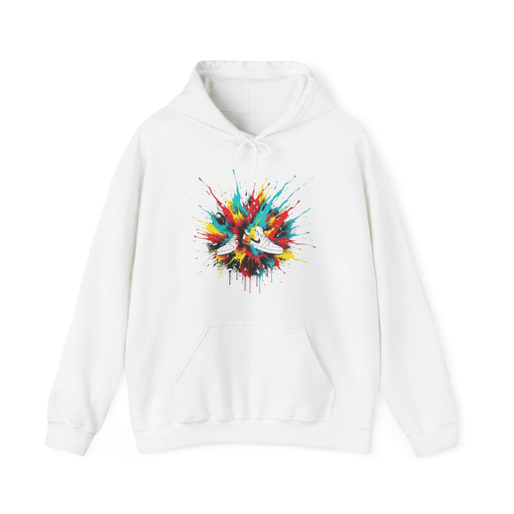 Color Splash Sneakers Hoodie – Vibrant Paint Shoes Graphic Sweatshirt