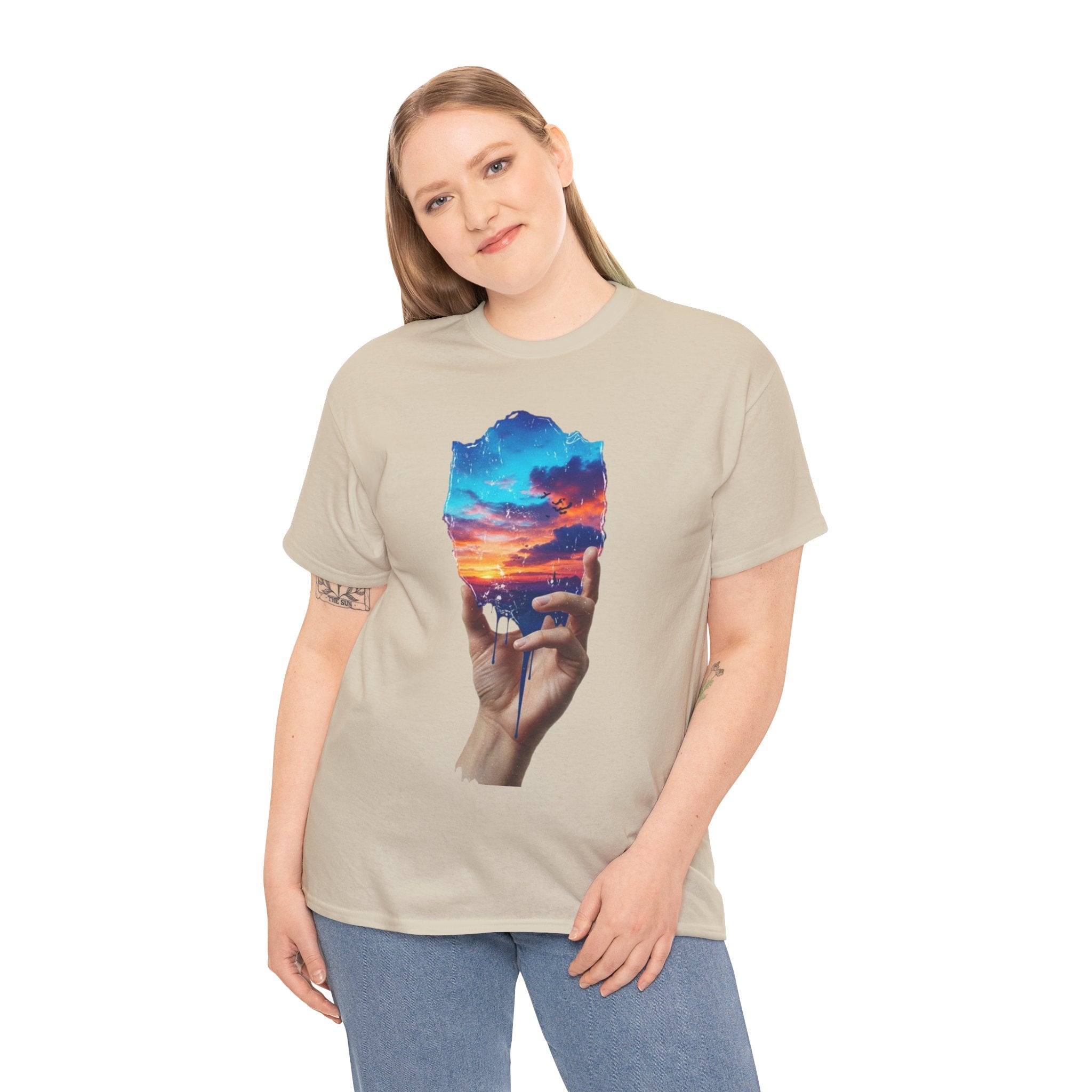 Sunset in Hand T-Shirt — Dreamy Sky Graphic Tee