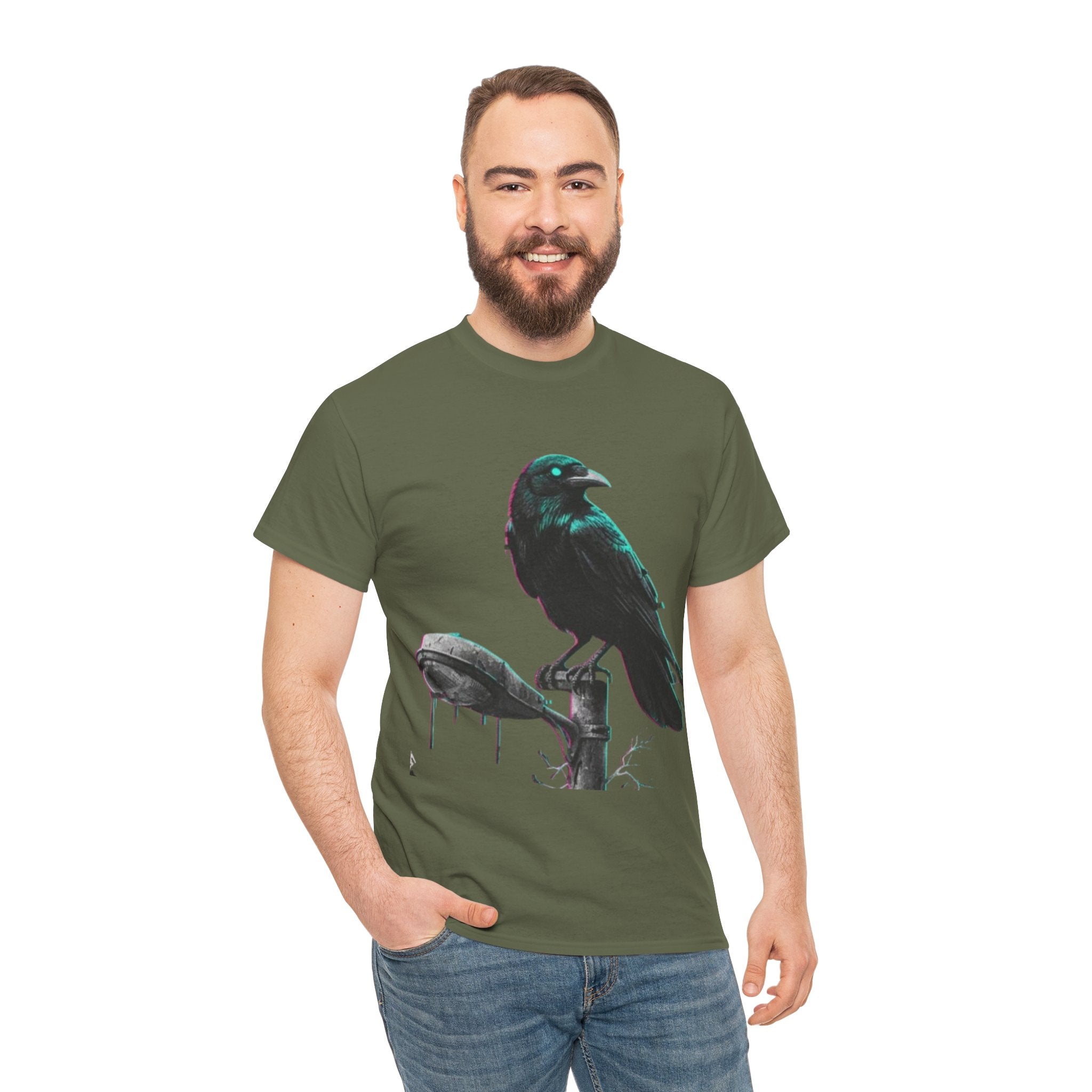 Raven Perch T‑Shirt — Gothic Crow Graphic Tee