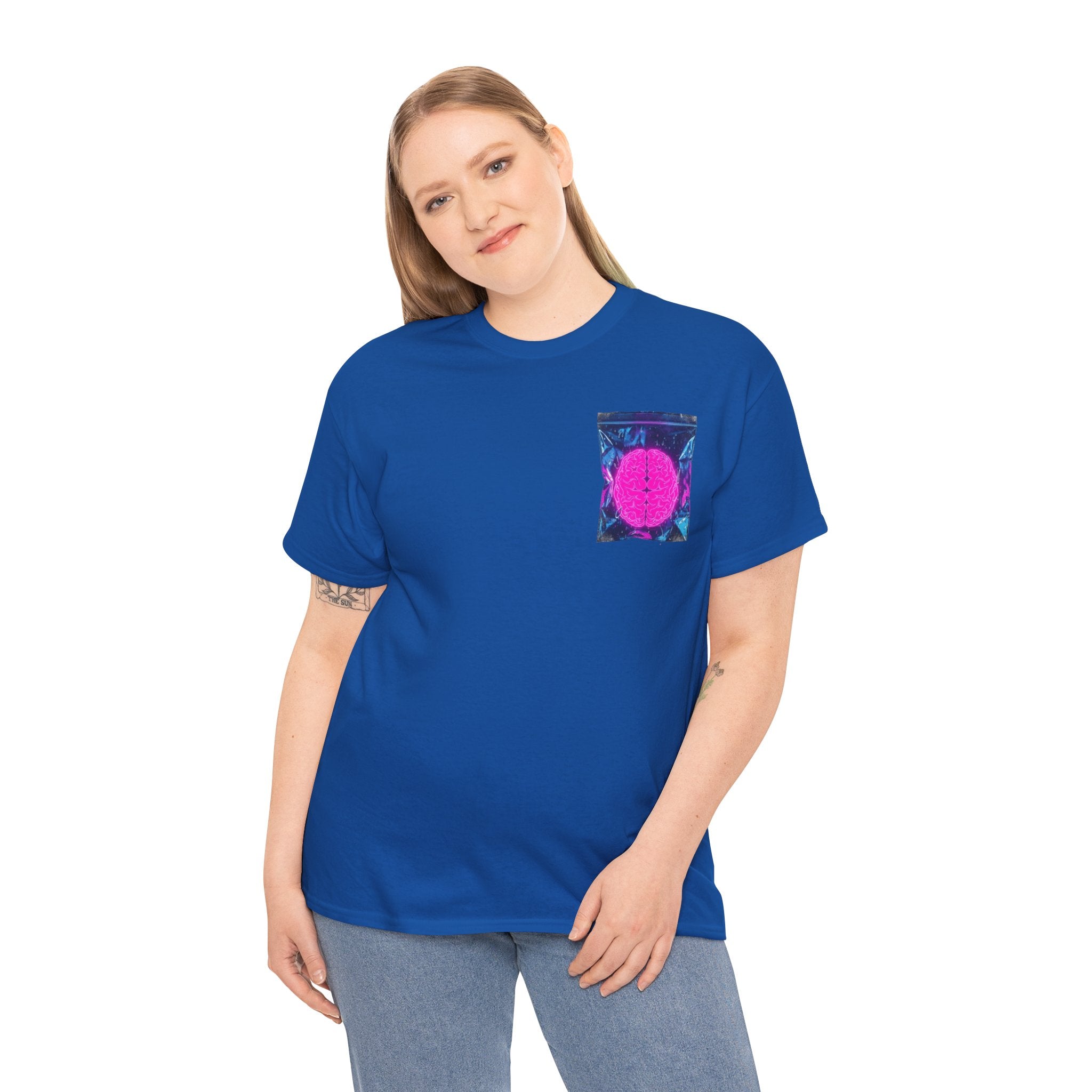 Retro Neon Sun Pocket Tee — 80s Vaporwave Graphic T-Shirt