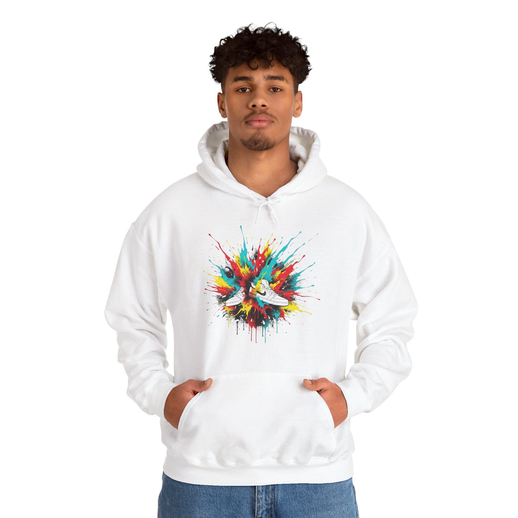 Color Splash Sneakers Hoodie – Vibrant Paint Shoes Graphic Sweatshirt