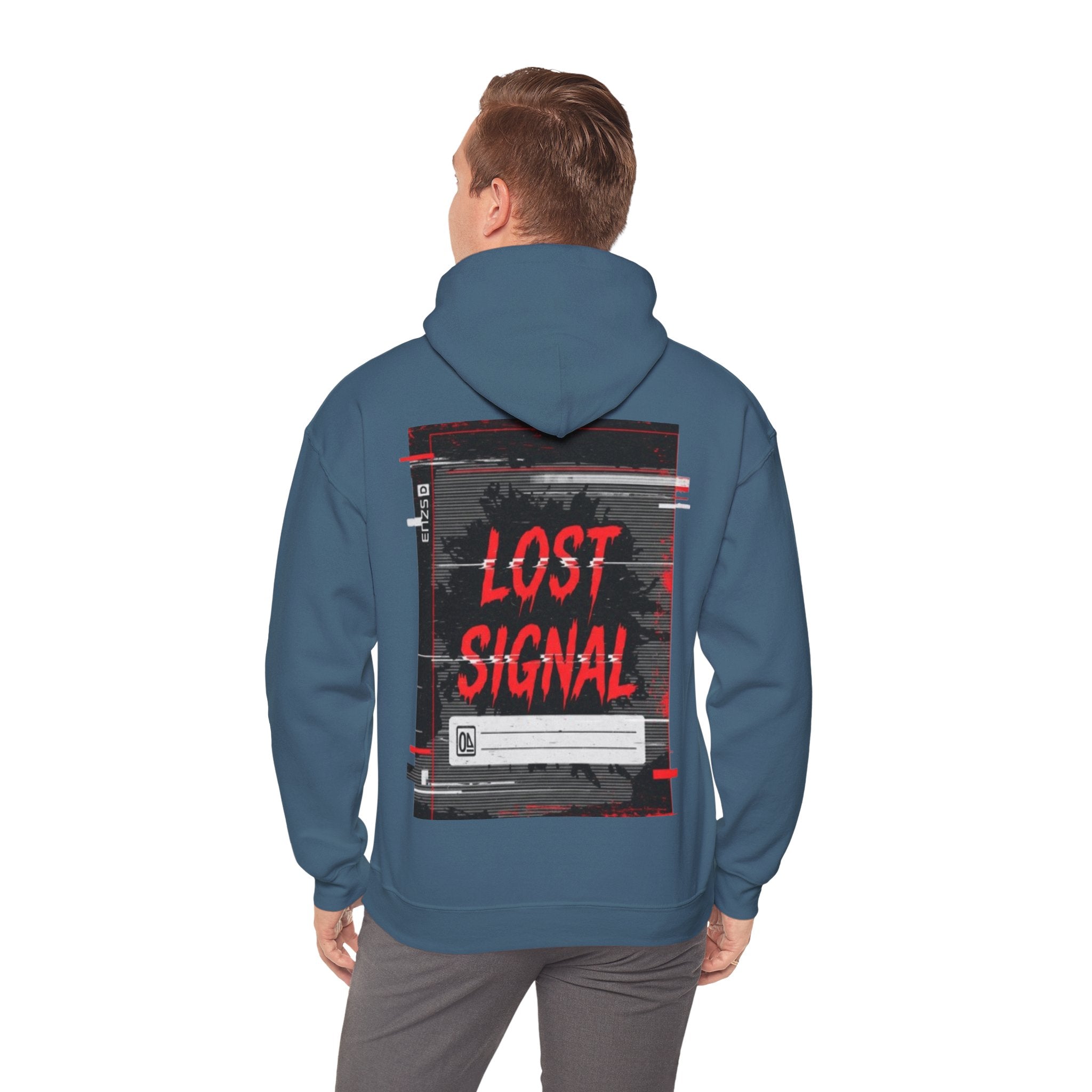 Lost Signal Hoodie - Retro Glitch Graphic Pullover
