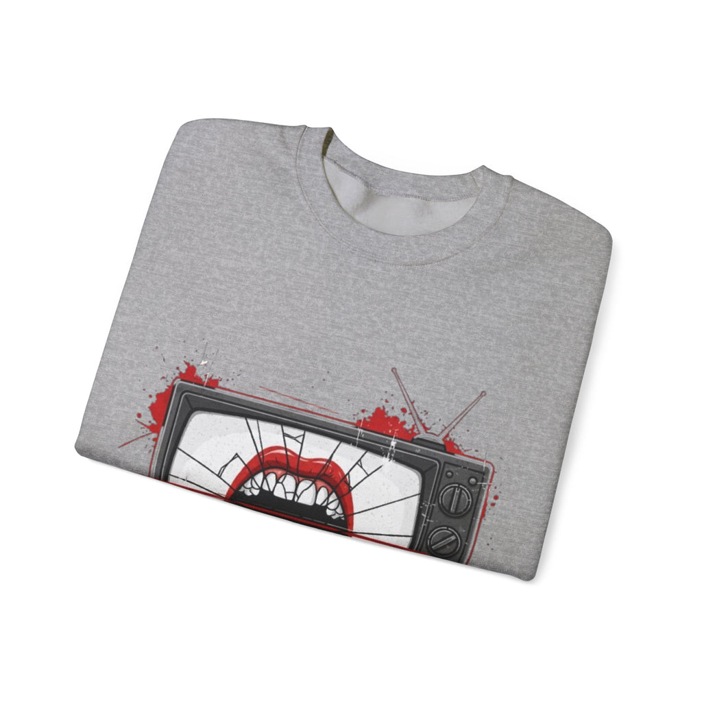 Graphic Sweatshirt — Retro TV with Screaming Mouth Design