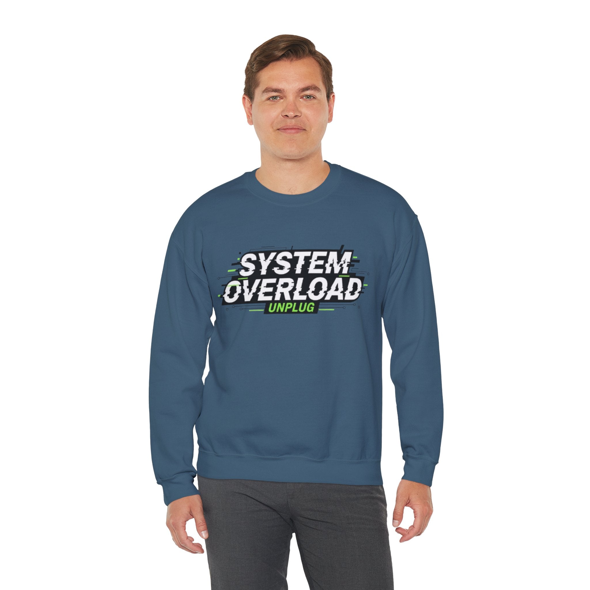 System Overload Crewneck Sweatshirt – "System Overload Unplug" Graphic Pullover