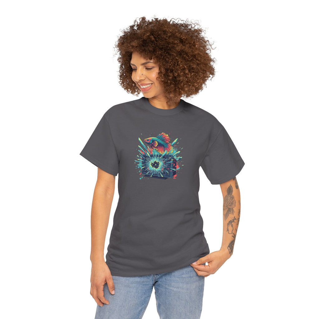 Cosmic Bloom Graphic Tee — Neon Galaxy Floral T-Shirt