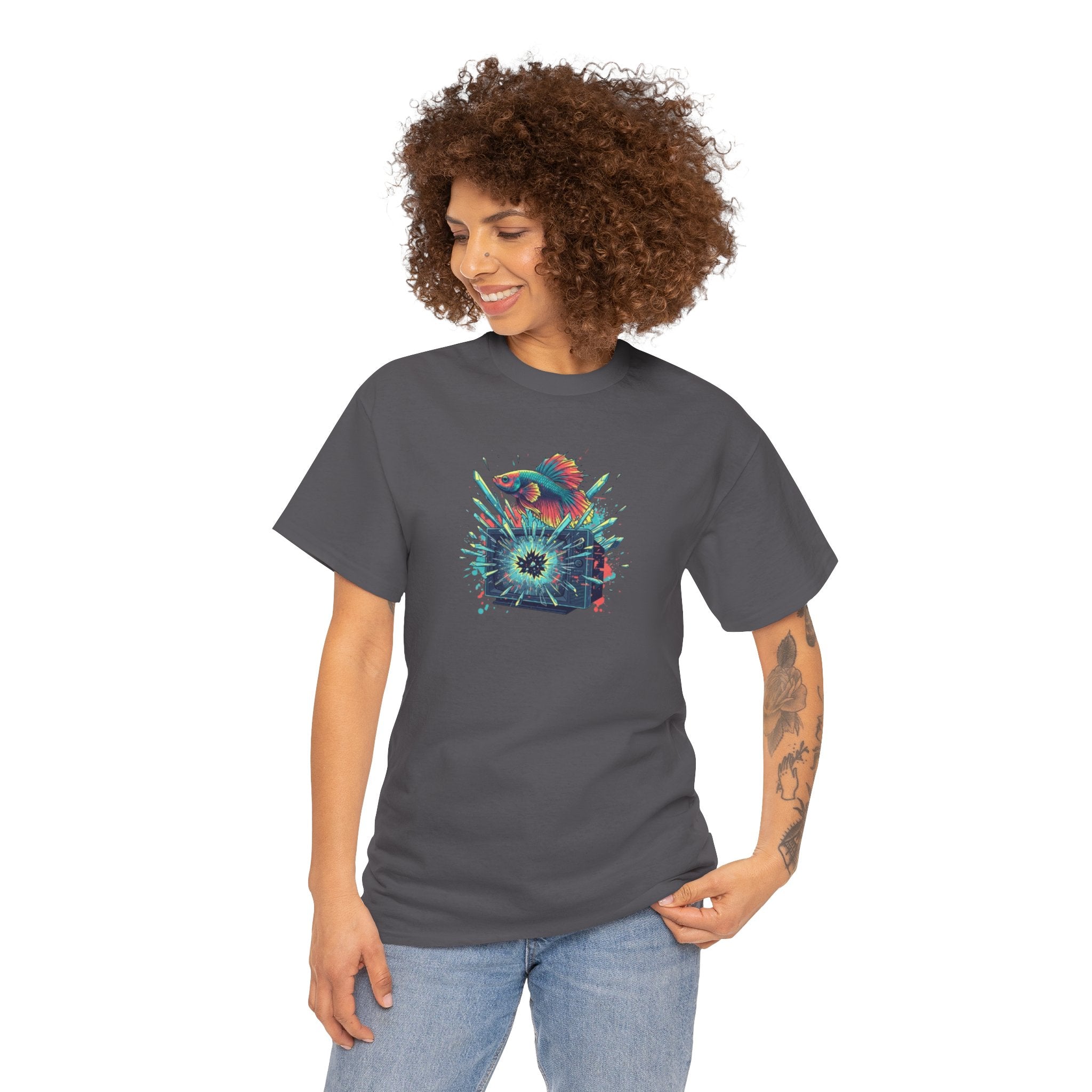 Cosmic Bloom Graphic Tee — Neon Galaxy Floral T-Shirt