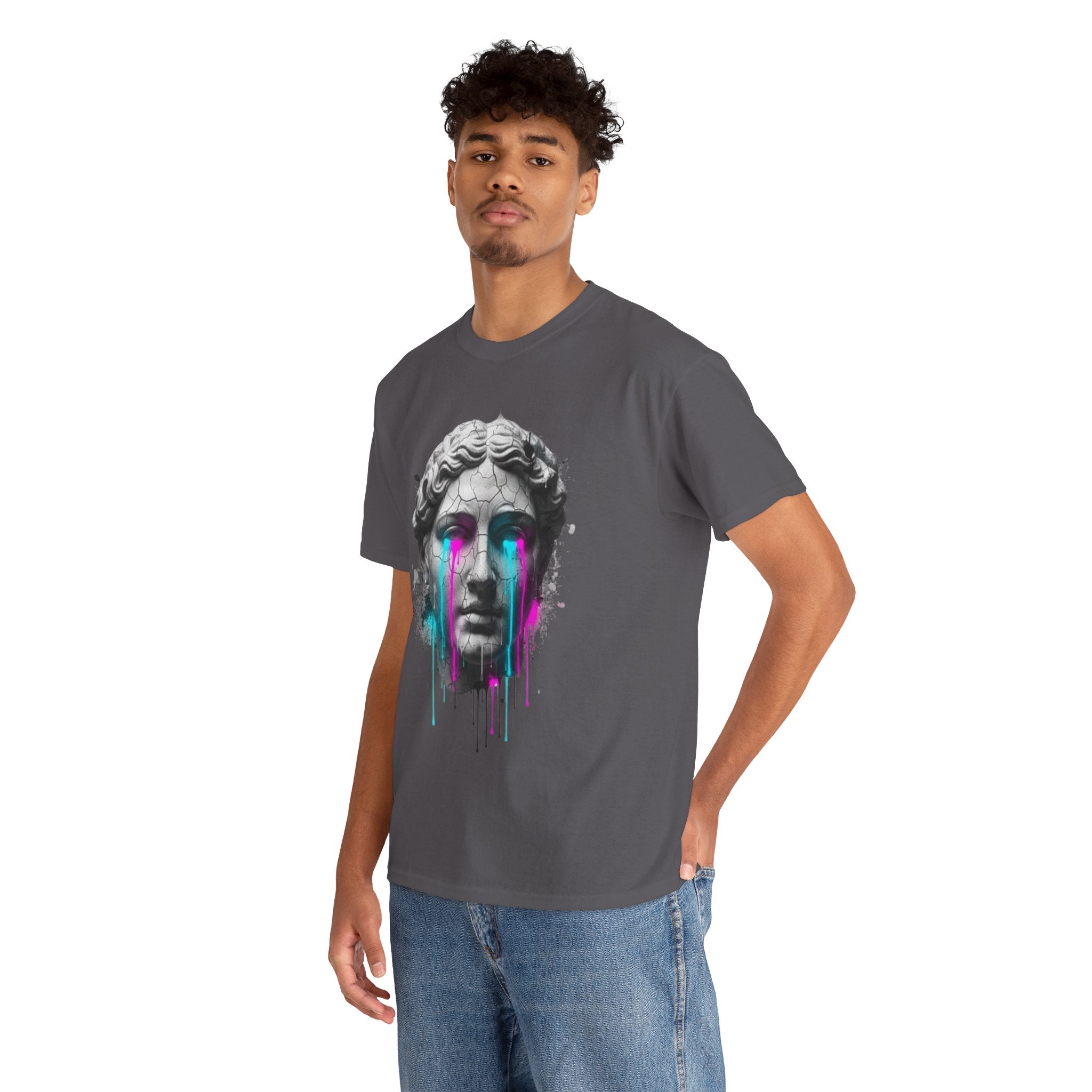 Statue Head Tee — Neon Drip Vaporwave Greek Bust T-Shirt