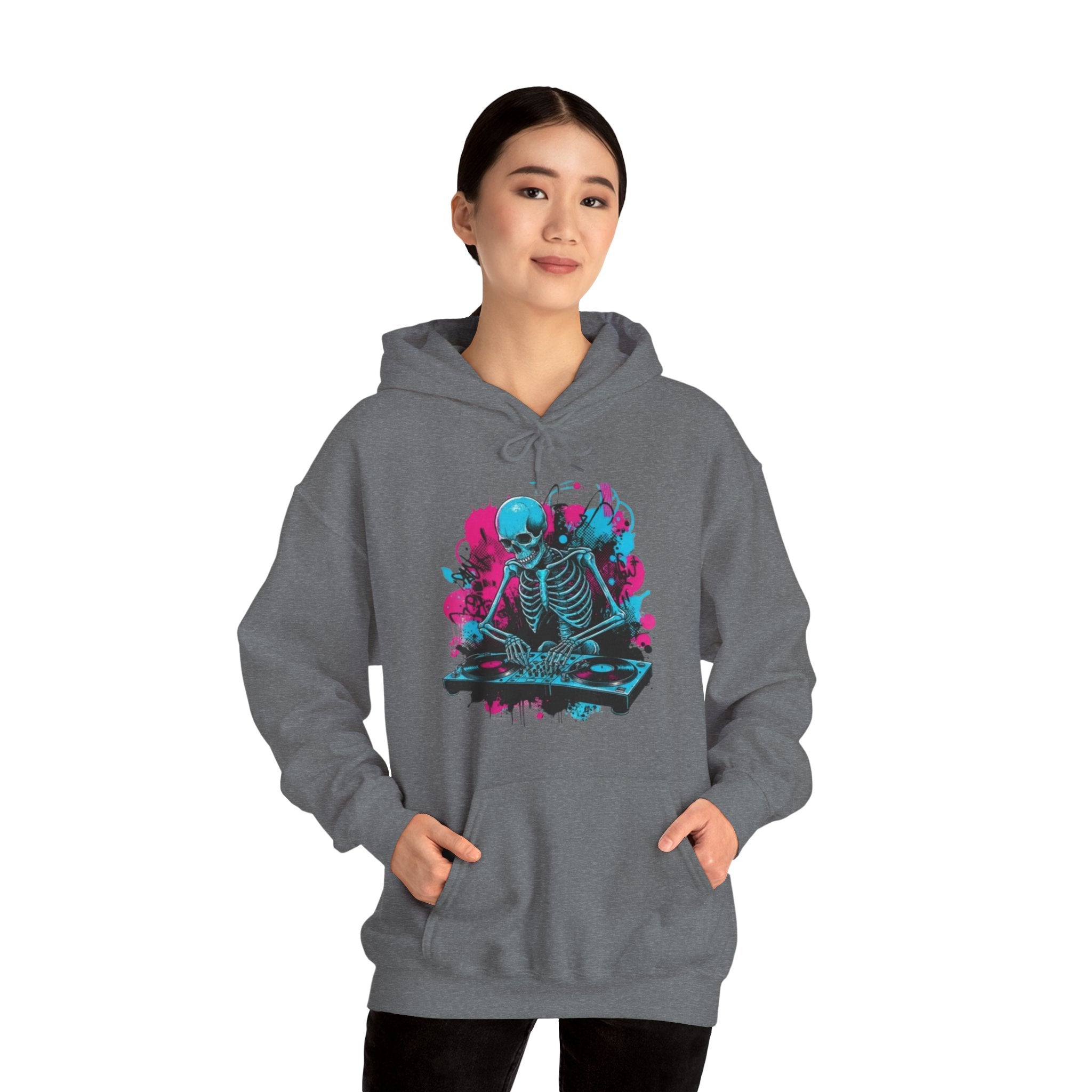 Hoodie — Neon Meditating Skeleton Graphic Hoodie