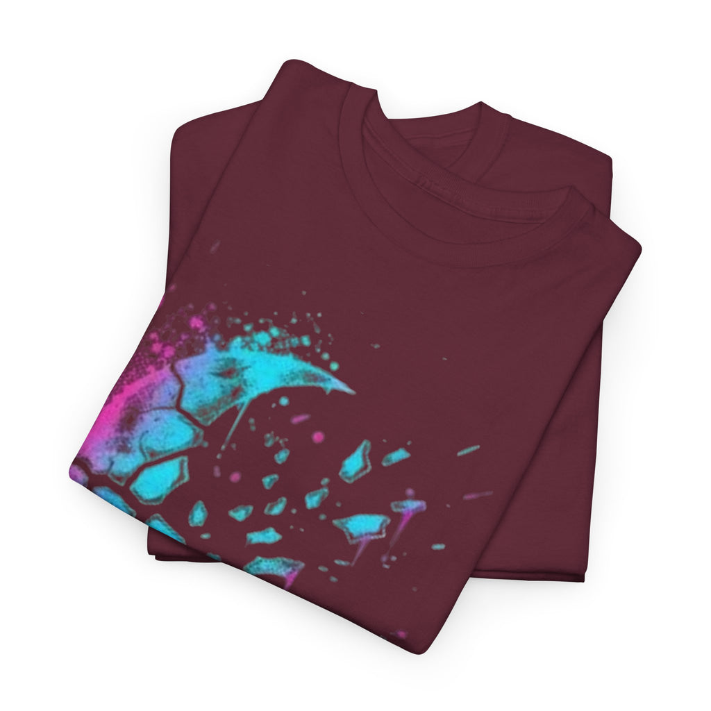 Paint-Splash Crescent Moon T-Shirt — Neon Galaxy Art Tee