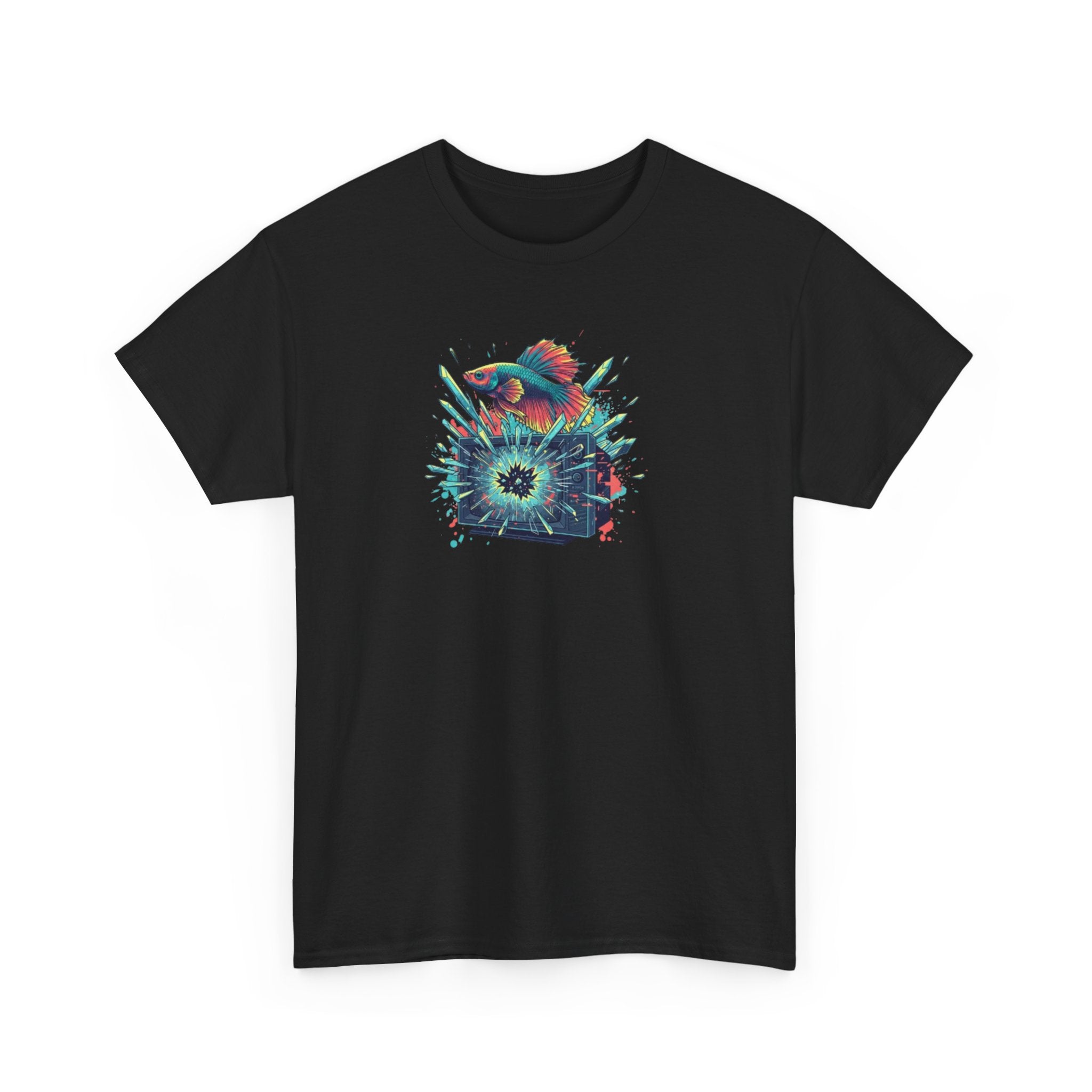 Cosmic Bloom Graphic Tee — Neon Galaxy Floral T-Shirt