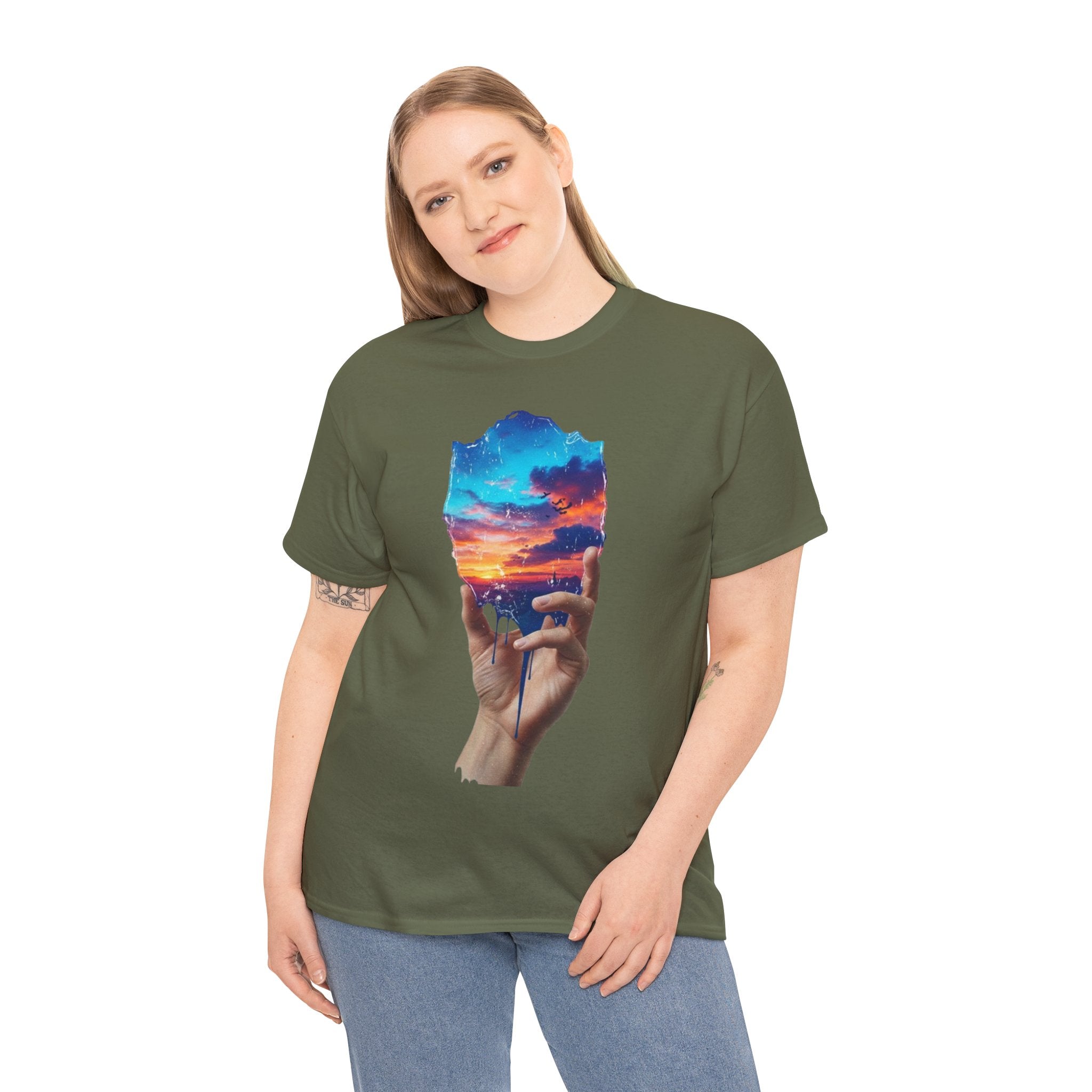Sunset in Hand T-Shirt — Dreamy Sky Graphic Tee