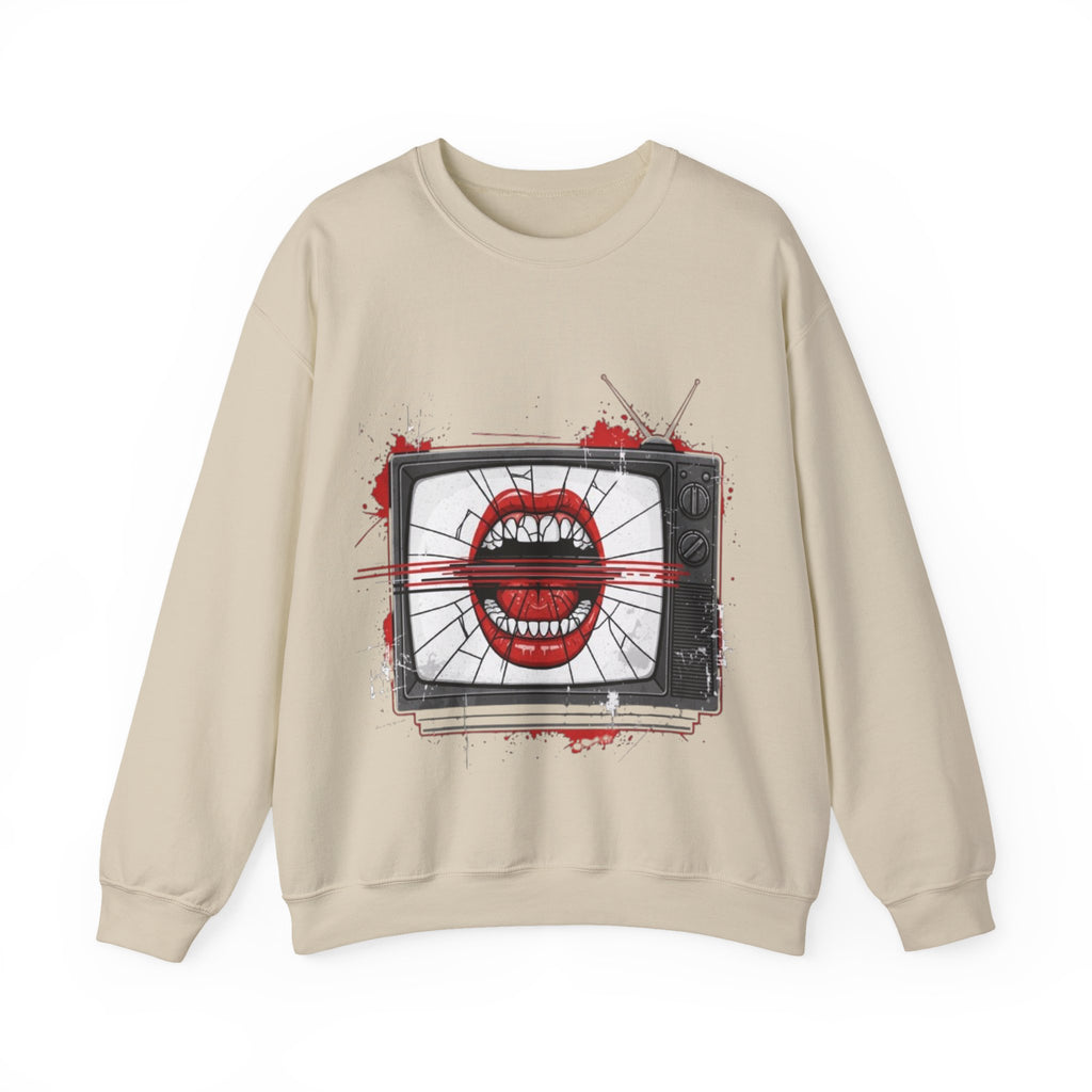 Graphic Sweatshirt — Retro TV with Screaming Mouth Design