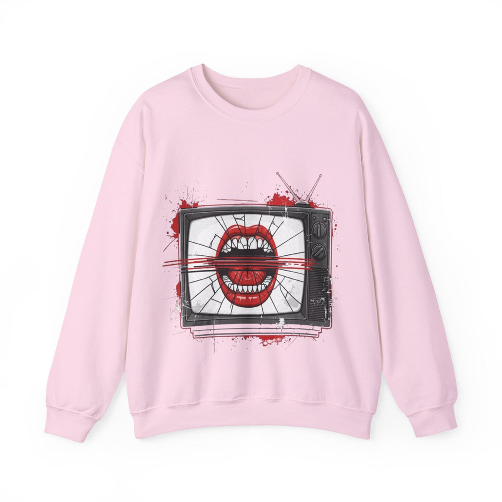 Graphic Sweatshirt — Retro TV with Screaming Mouth Design