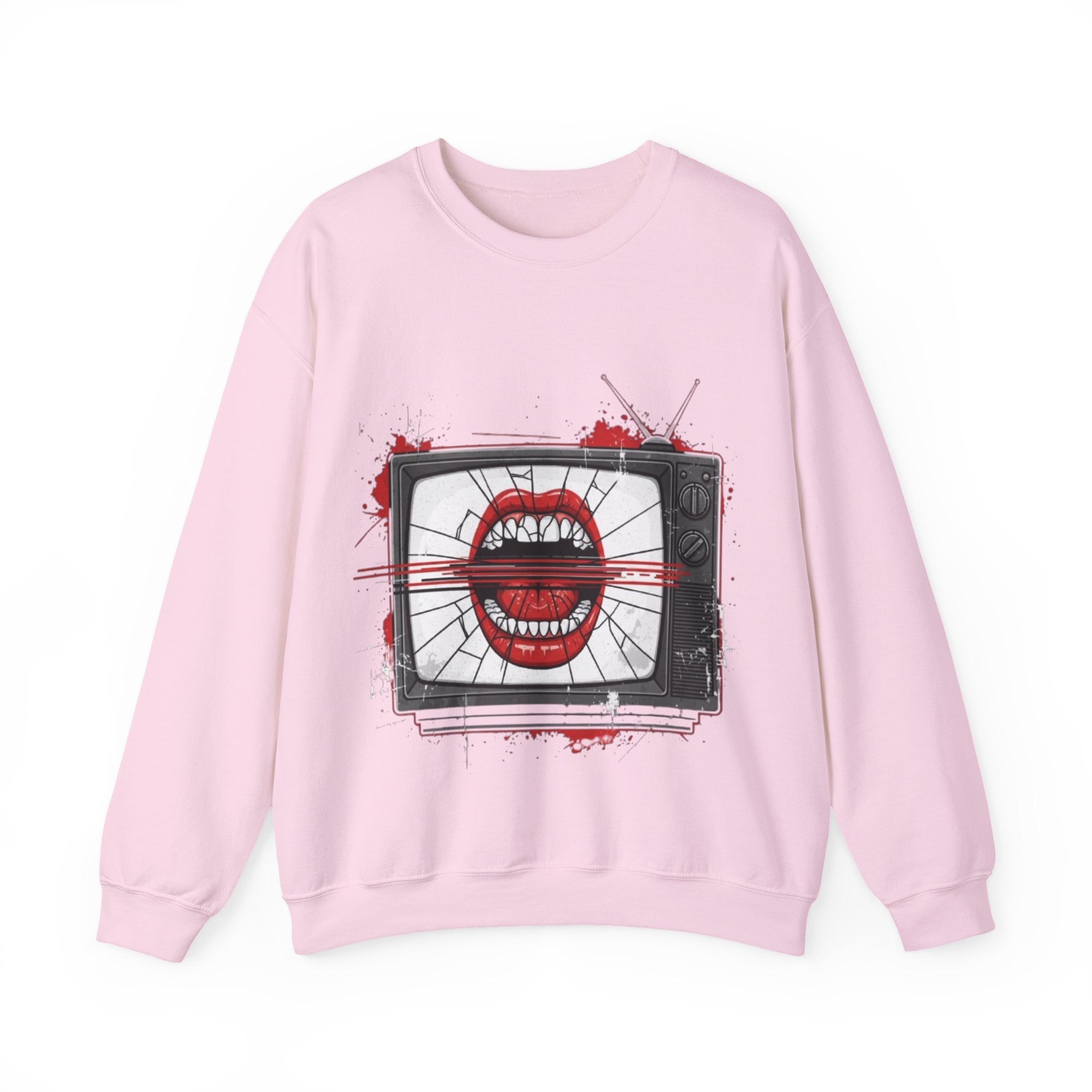 Graphic Sweatshirt — Retro TV with Screaming Mouth Design
