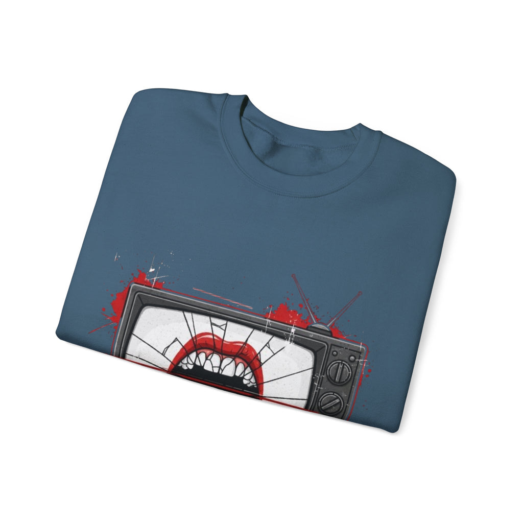 Graphic Sweatshirt — Retro TV with Screaming Mouth Design