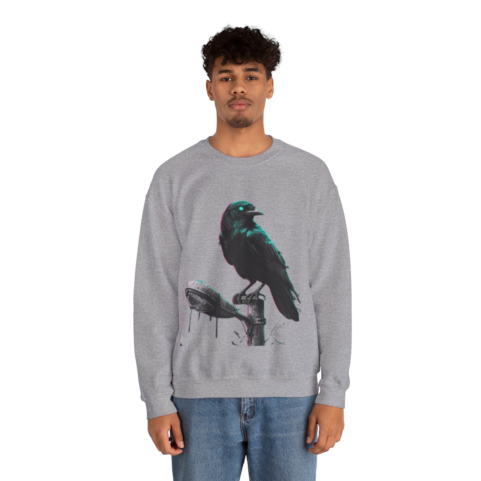 Raven Perch Crewneck Sweatshirt – Gothic Crow Graphic Pullover