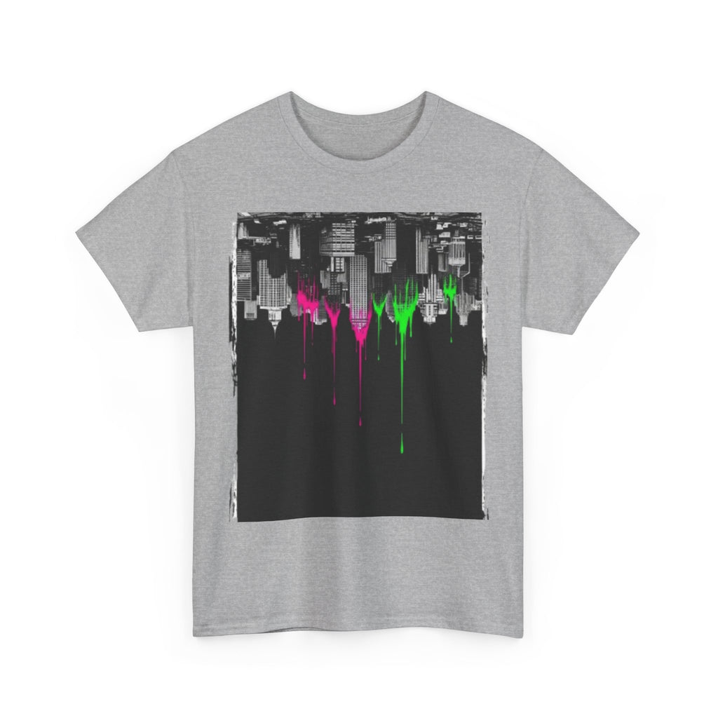 City Drip T-Shirt — Neon Skyline Paint Drip Graphic Tee