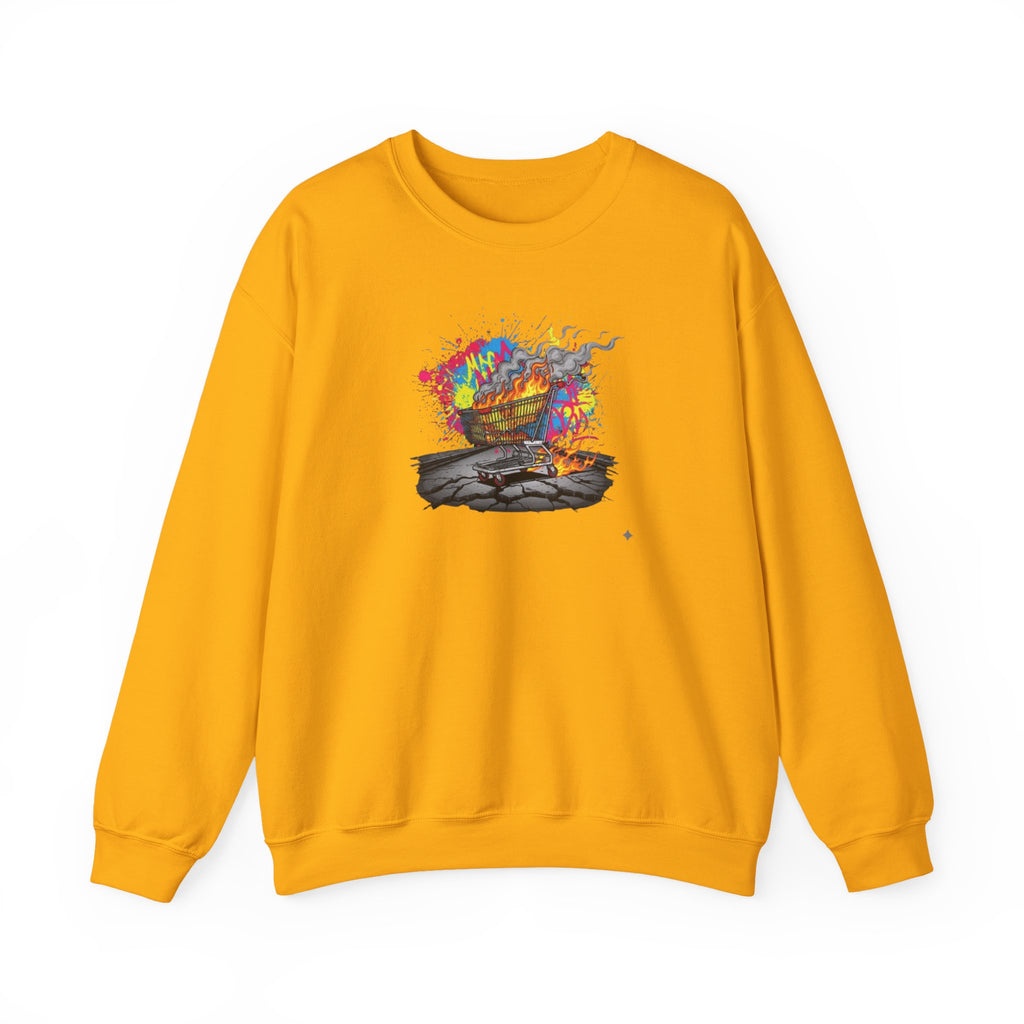 Crewneck Sweatshirt — Colorful Burning Ship Graphic