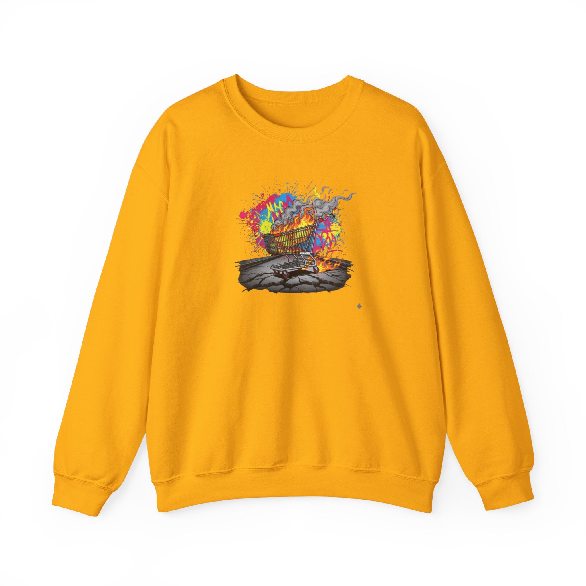 Crewneck Sweatshirt — Colorful Burning Ship Graphic