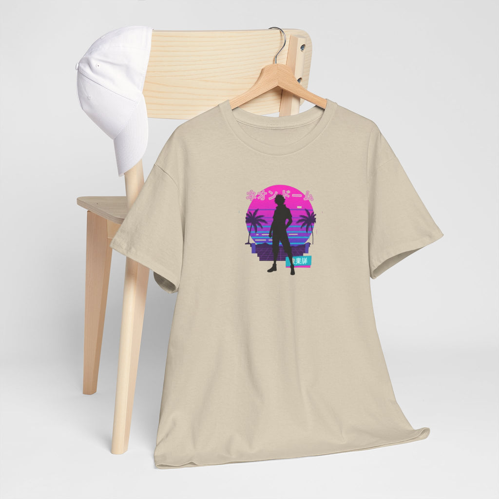 Retro Beach Sunset Tee — Miami Vaporwave Silhouette