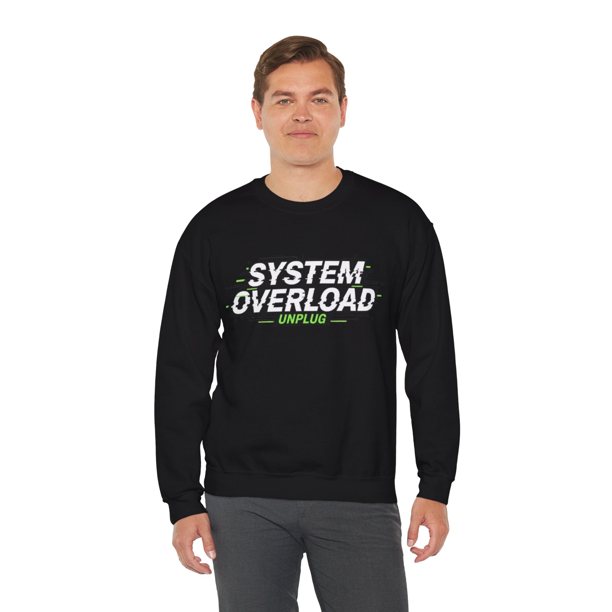 System Overload Crewneck Sweatshirt – "System Overload Unplug" Graphic Pullover