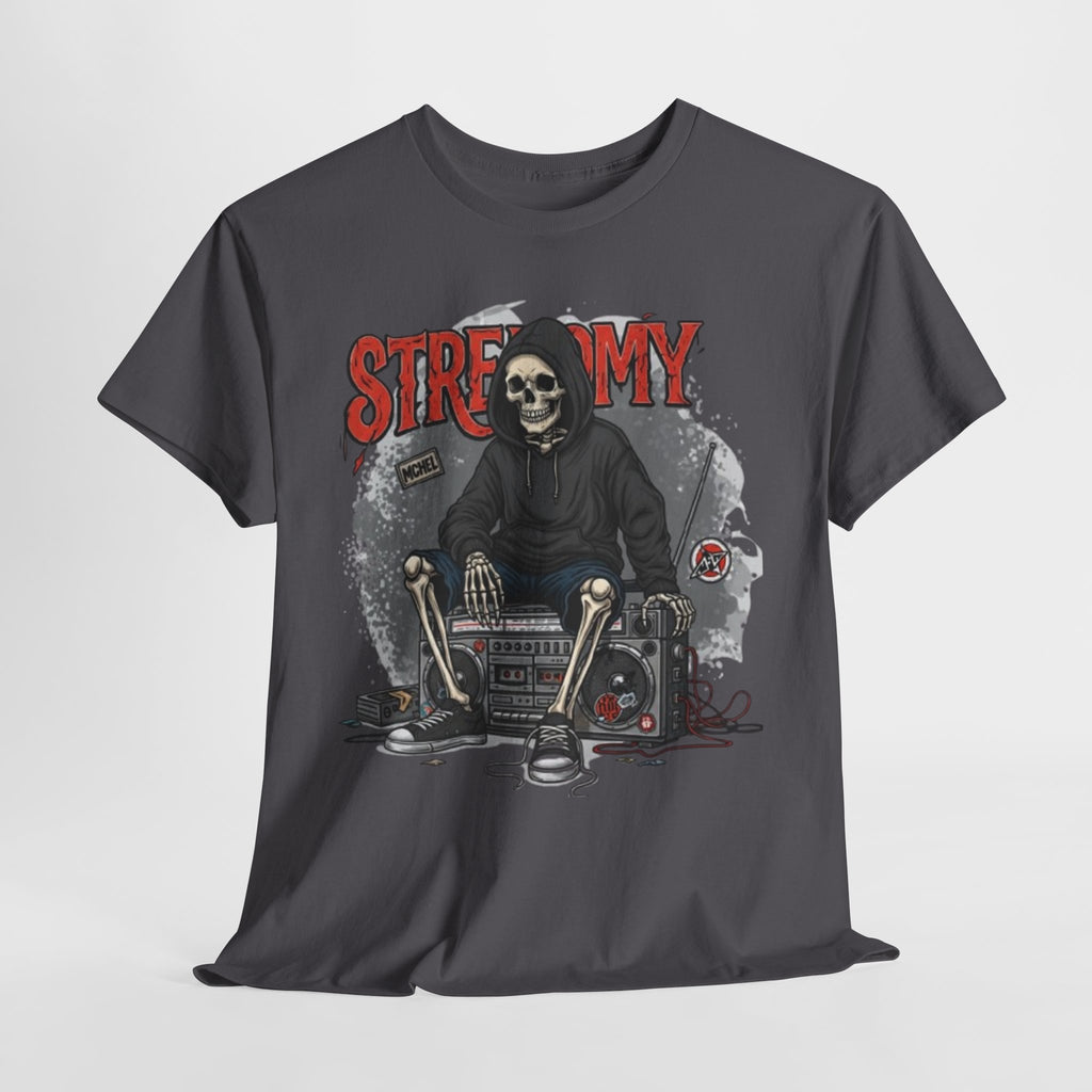 Skeleton DJ Tee — “STRF MY” Retro Grunge Music Skull T-Shirt