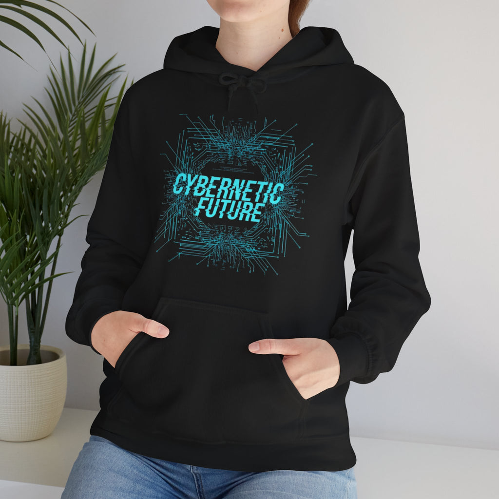 Cybernetic Future Hoodie — Futuristic Tech Graphic Pullover