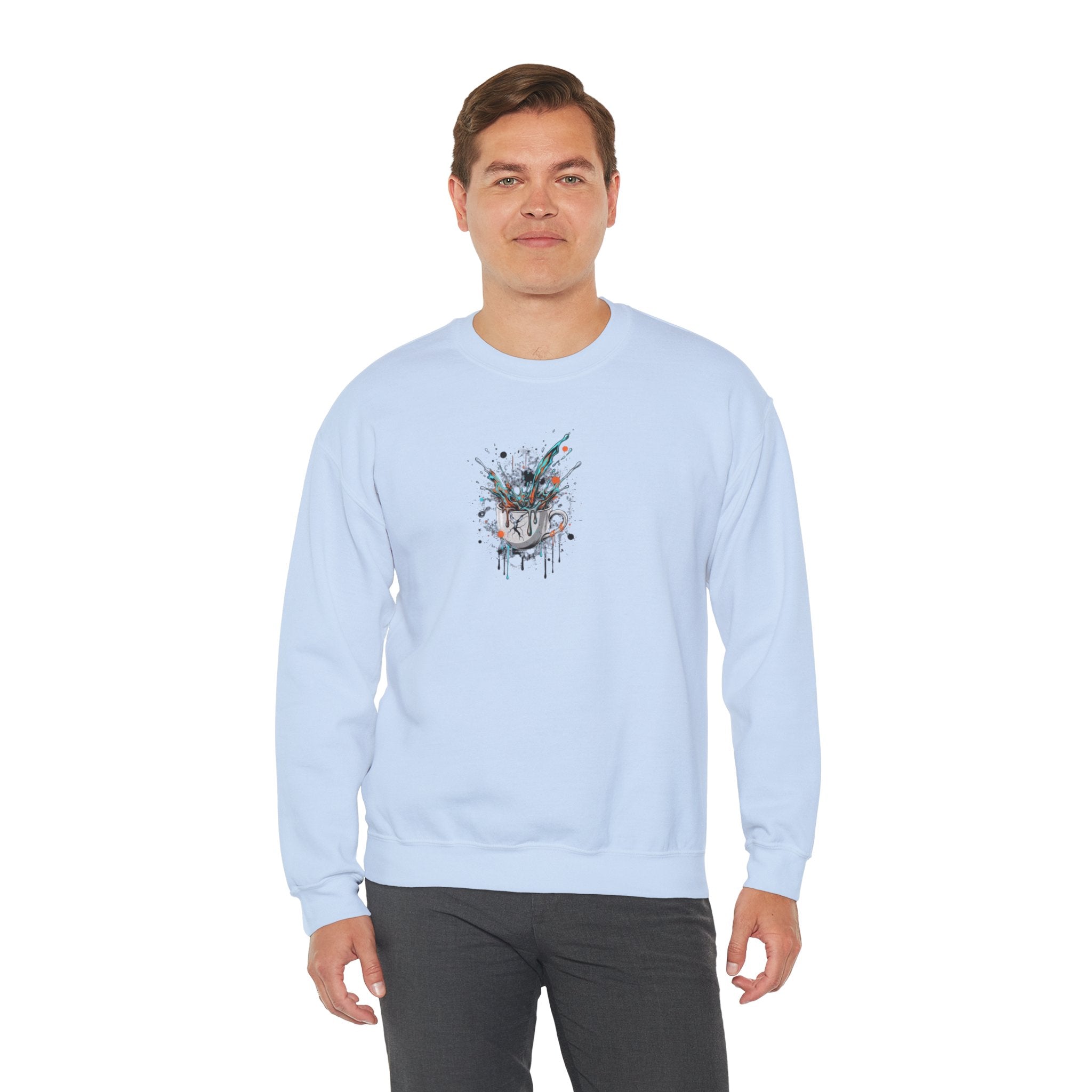 Abstract Floral Skull Crewneck Sweatshirt — Watercolor Drip Art