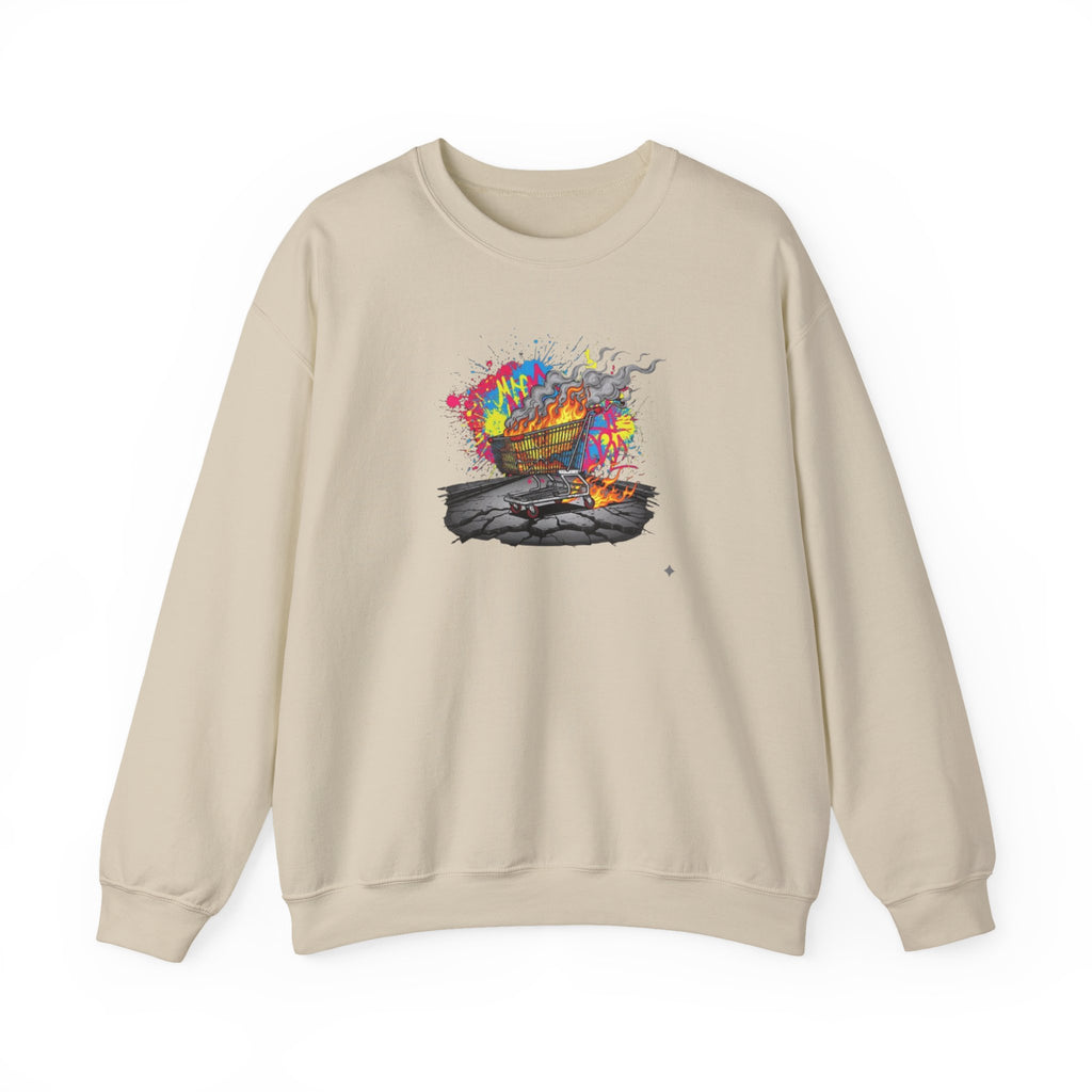 Crewneck Sweatshirt — Colorful Burning Ship Graphic