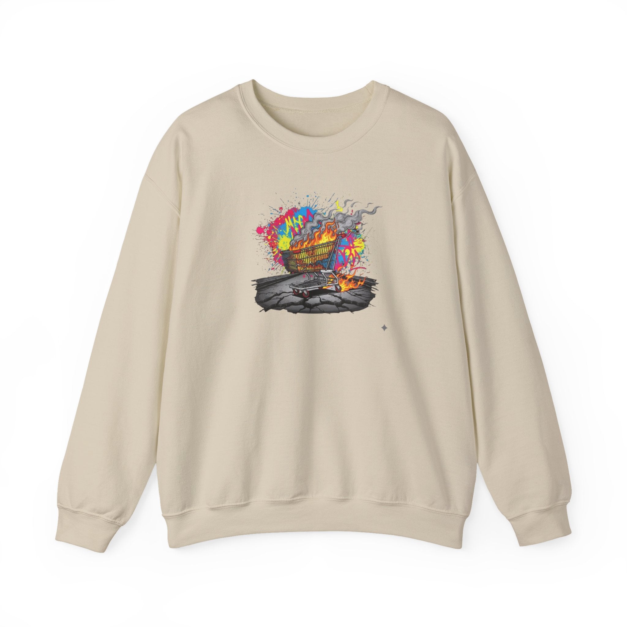 Crewneck Sweatshirt — Colorful Burning Ship Graphic